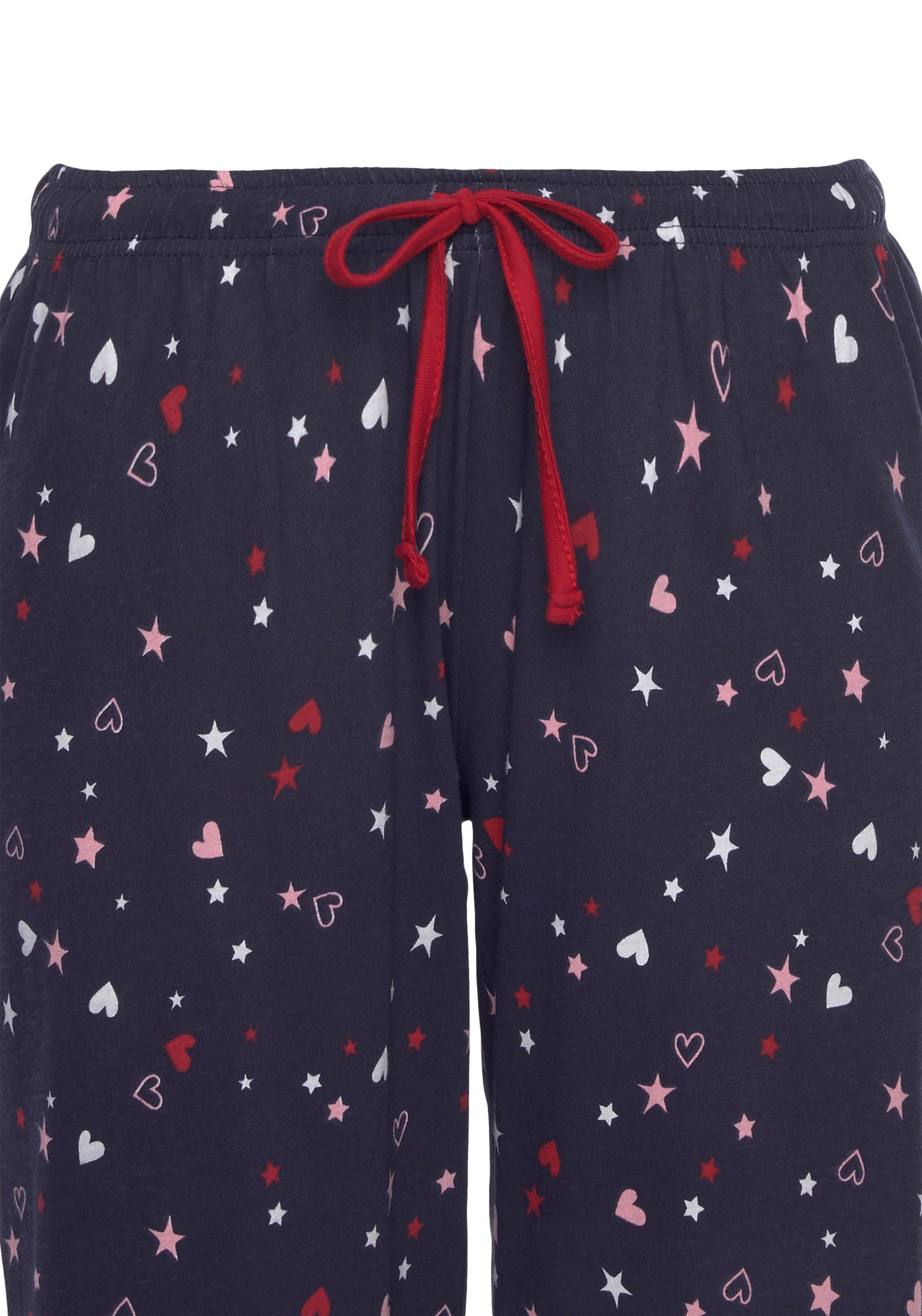 Vivance Dreams Stück) Capri-Pyjama 1 niedlichem mit tlg., (2 Herzen-Sterne-Druck