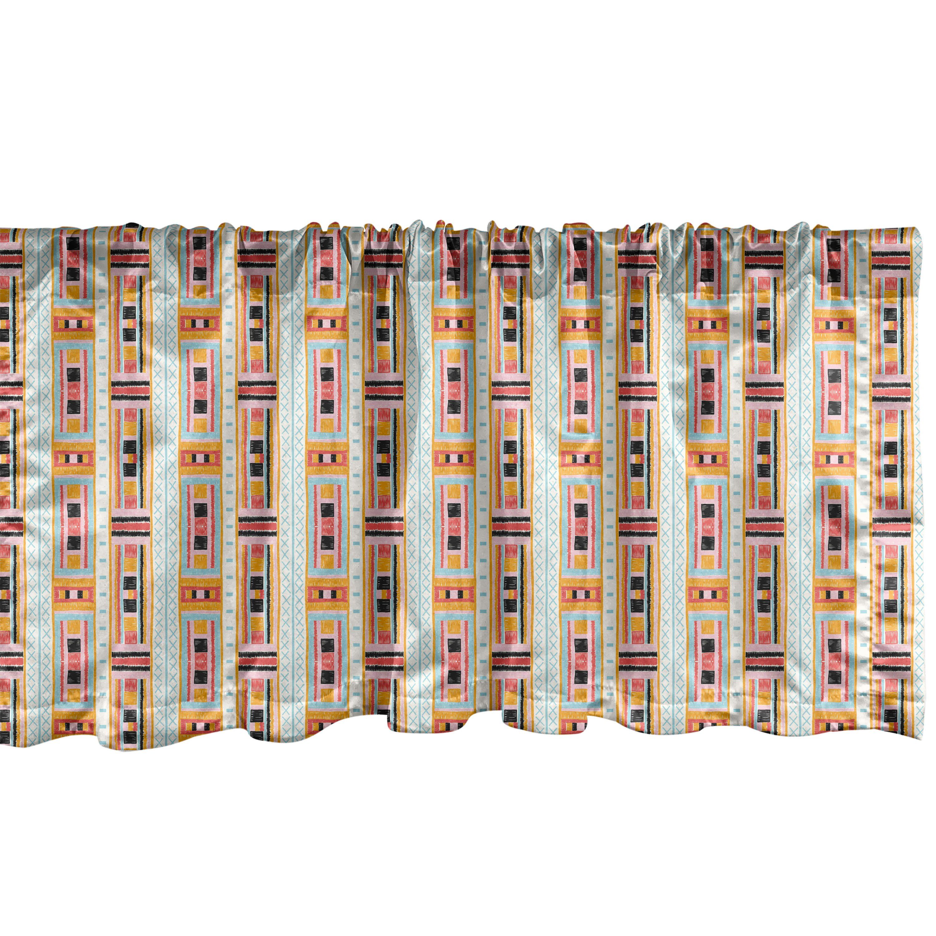 Dekor für Stammes Abakuhaus, Schlafzimmer Microfaser, Scheibengardine Volant Vorhang mit Küche Aztec Ornament Streifen Stangentasche,