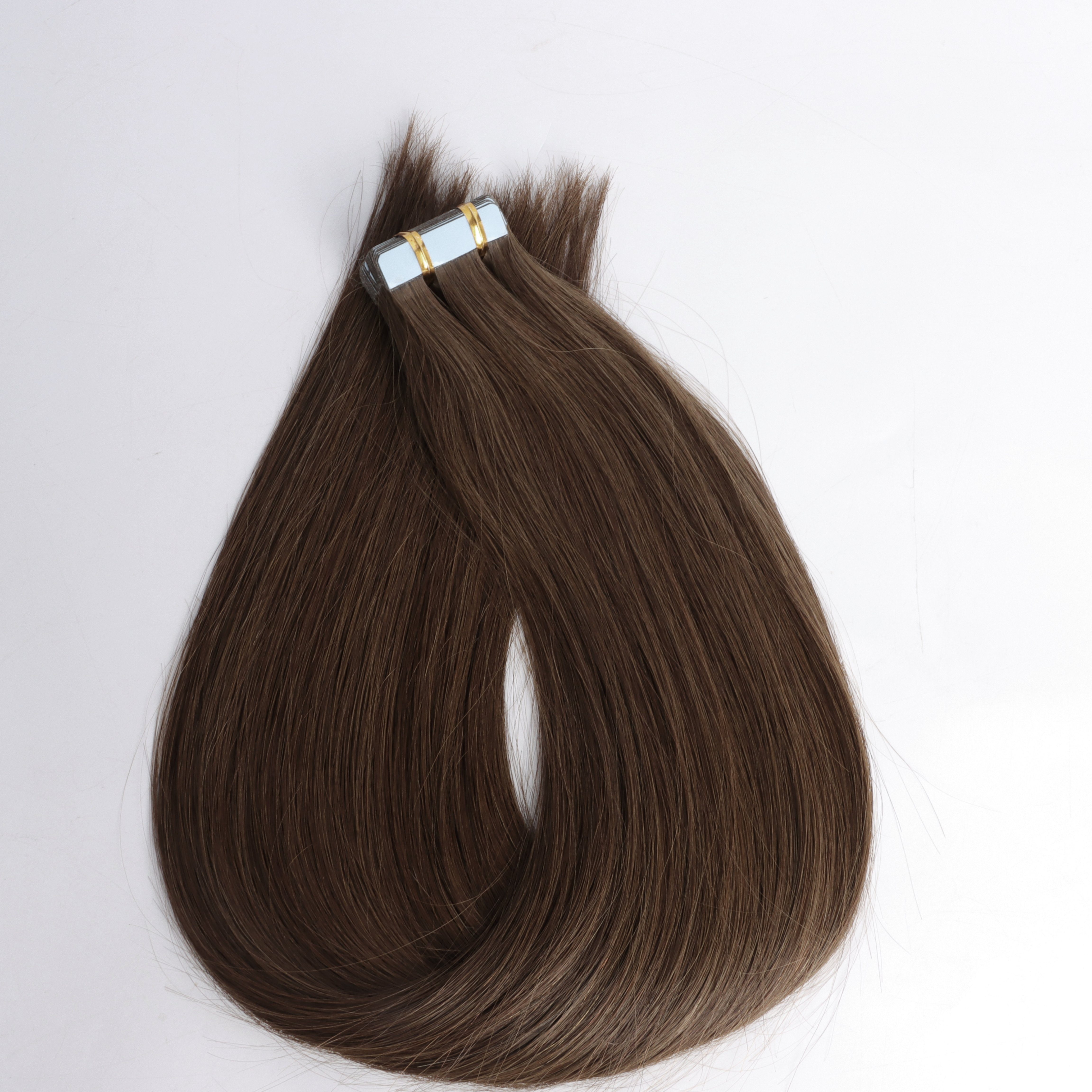 YC Fashion & cm Double Tape Menschenhaar 100 On-Extension Style #4 chestnut-brown-60 Skin-Wefts Echthaar-Extension % Echthaar Remy 25 Hair gr, Drawn