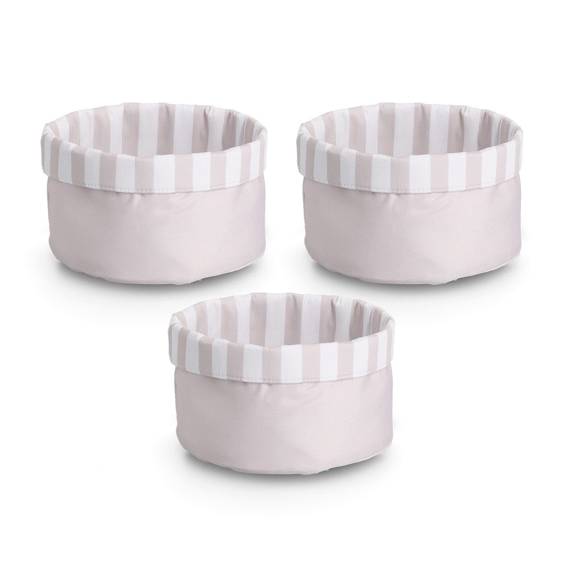 Zeller Present Brotkorb Brotbeutel "Stripes", 3er Set, Baumwolle, Polyester, (Set, 3-tlg), wendbar, Baumwolle/Polyester, beige/weiß, ca. Ø23x13 cm