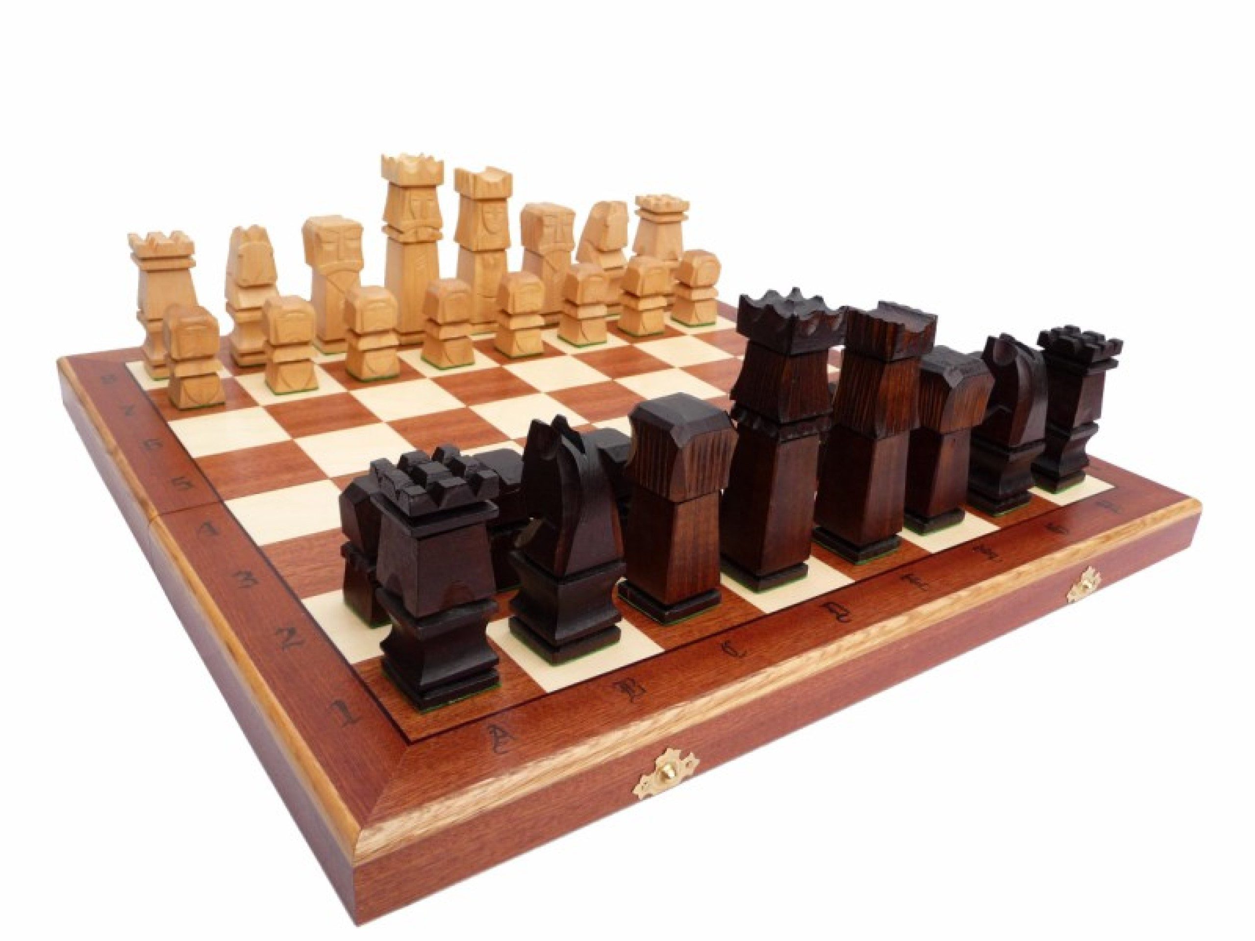 Holzprodukte Spiel Schach Schachspiel intarsie 50 x 50 cm GESCHNITZT NEU Holz