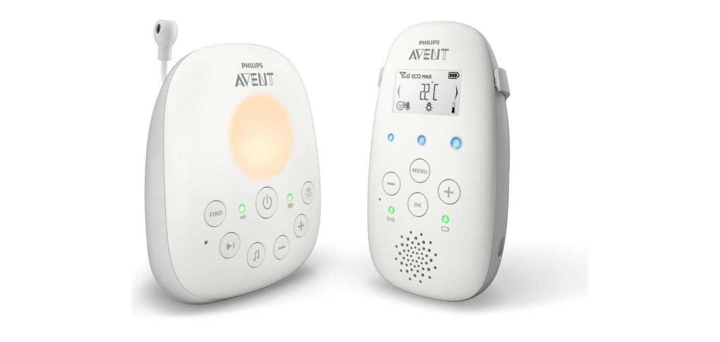 Philips Babyphone Avent SCD713/26, Smart ECO-Modus, Schlaflieder, Gegensprechfunktion, Nachtlicht