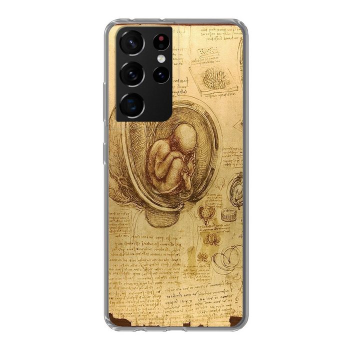 MuchoWow Handyhülle Baby im Mutterleib - Leonardo da Vinci Phone Case Handyhülle Samsung Galaxy S21 Ultra Silikon Schutzhülle