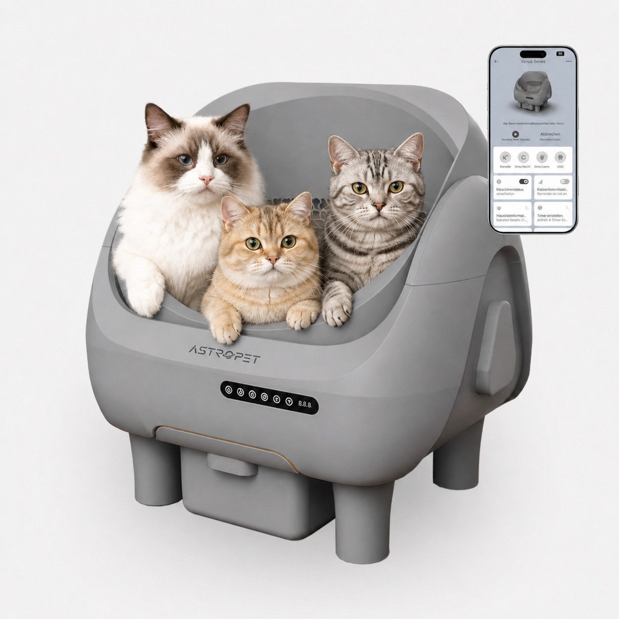 AstroPet Katzentoilette XXXL offenes selbstreinigendes Katzenklo – für mehrere Katzen