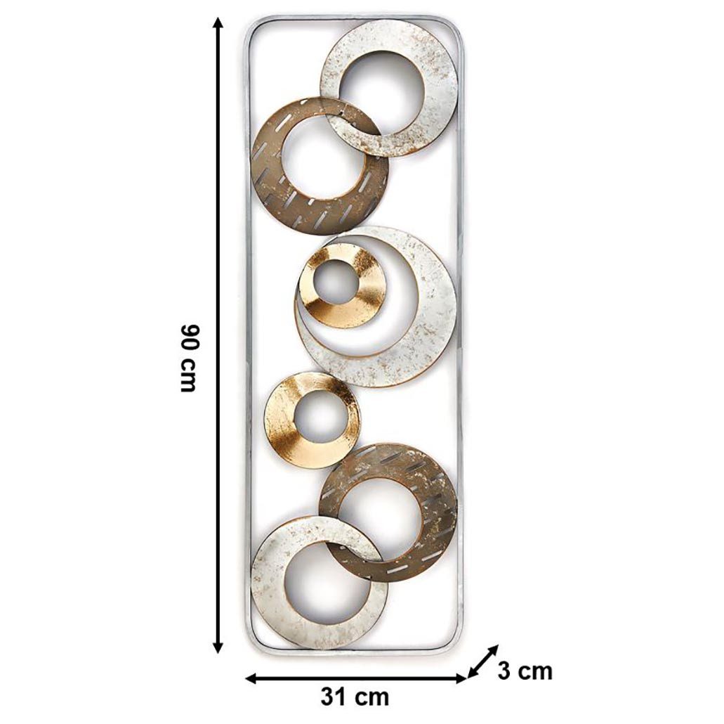 Kobolo Wandbild Wanddekoration KIANO aus Metall in gold und silber, Kreise günstig online kaufen