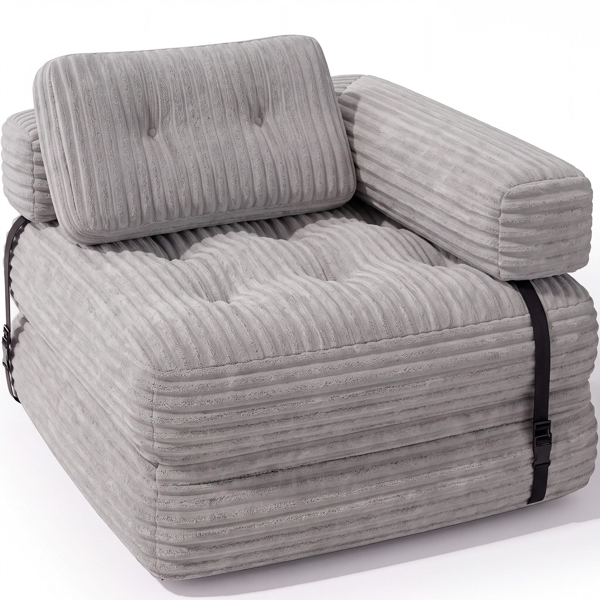 Blishom 1,5-Sitzer 2-in-1 Schlafsofa aus Cord, faltbar, 170 x 85 x 20 cm, Klappmatratzen eignen sich für kleine Wohnungen und Schlafzimmer