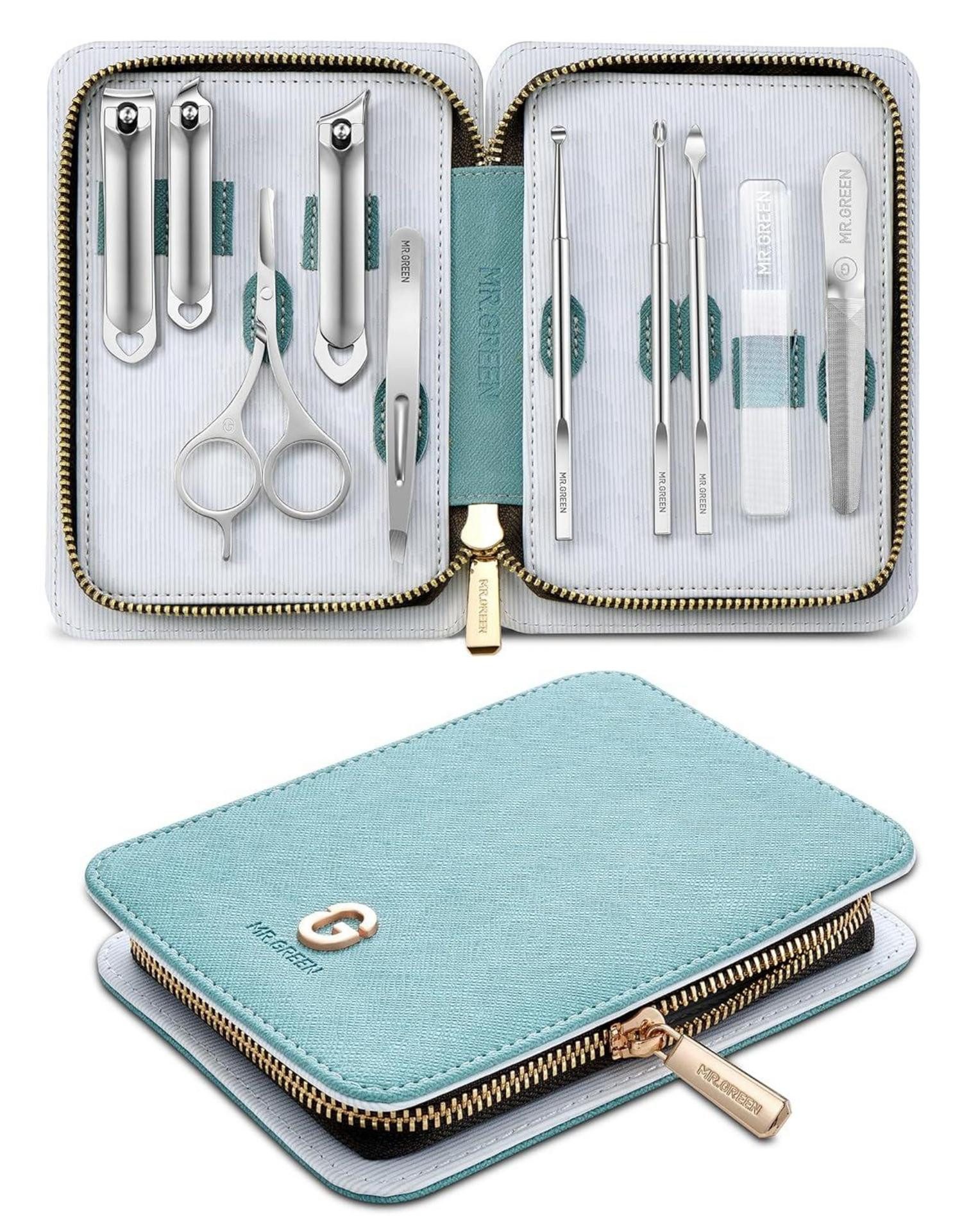 LuxusKollektion Nagelknipser-Set Maniküre Pediküre Set 10-teilig in Ledertasche - Hochwertiges