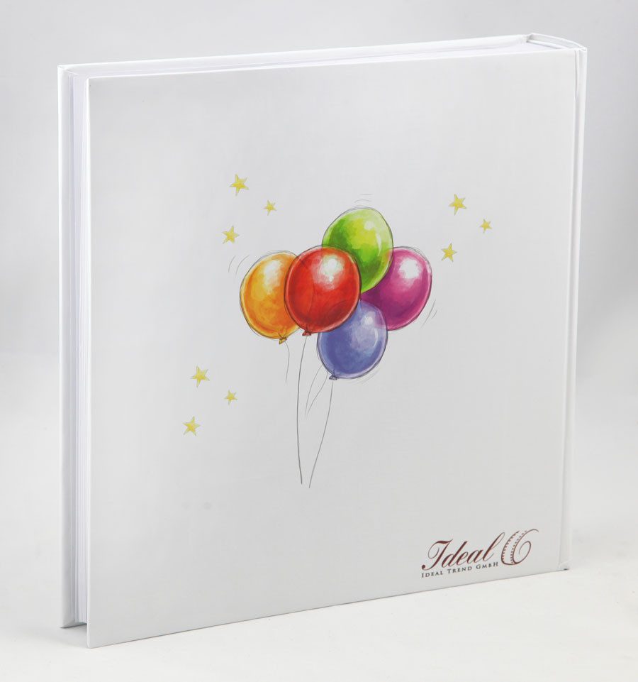 Mit schlichtem Design IDEAL TREND Fotoalbum Album Foto Seiten Teddy 30x30 Fotoalbum cm 100 weiße Ballon Fotobuch Baby