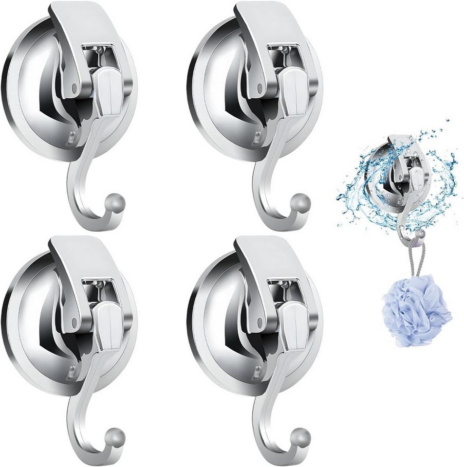 blingbin wandhaken haken extra stark vakuum, 4 stück saughaken  saugnapfhaken ohne bohren, badezimmer, duschen, türen, (4er set, 4-st., 4  stück),