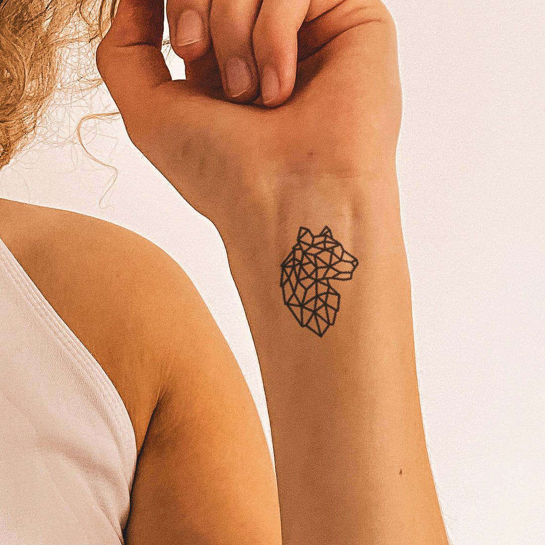 Inkster Schmuck-Tattoo Geometrischer Tiger, wasserfestes temporäres Tattoo, 2 Wochen Halt