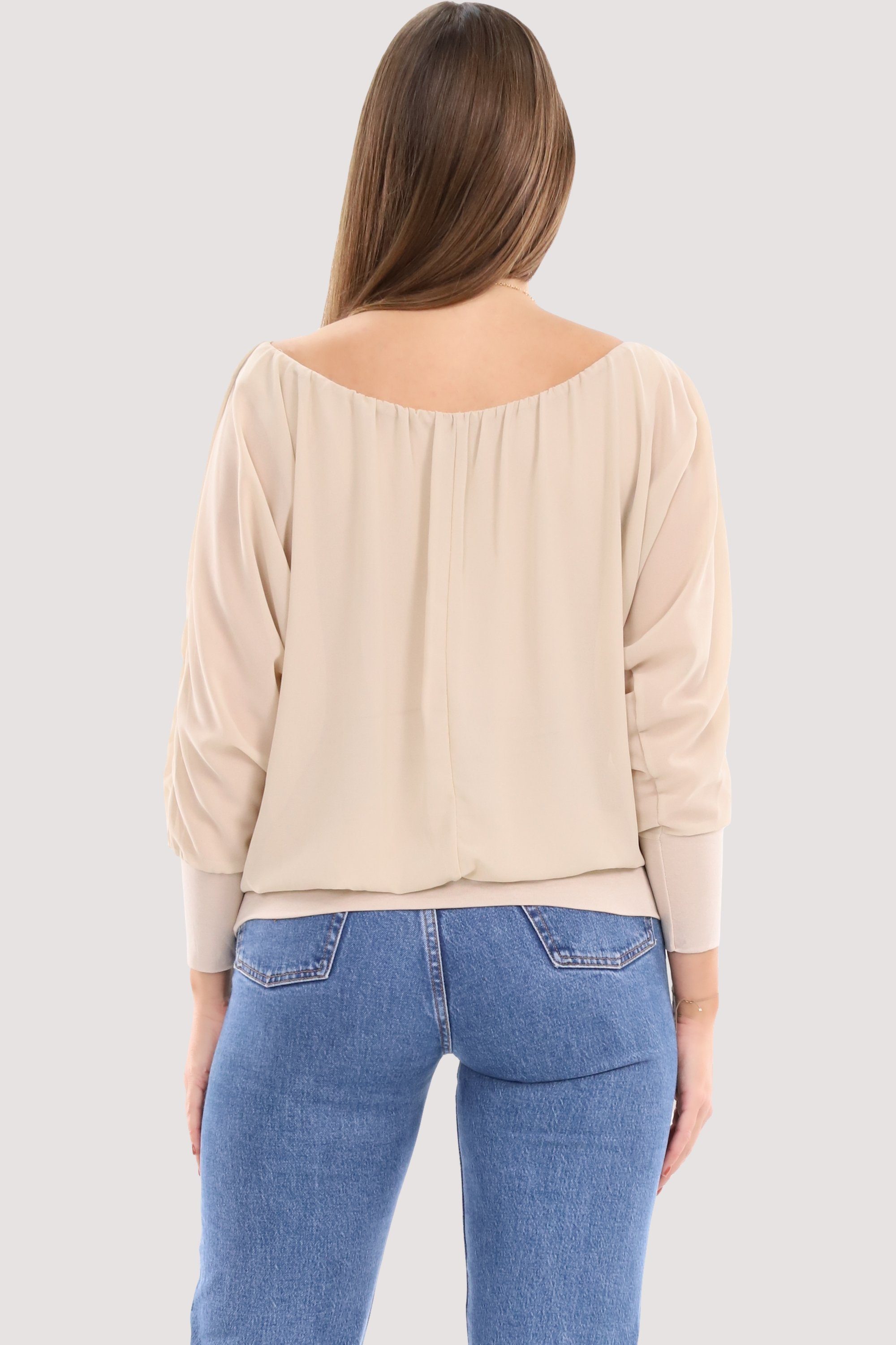 Einheitsgröße 1133 than Chiffonbluse Fledermausärmeln Bluse fashion beige malito more mit