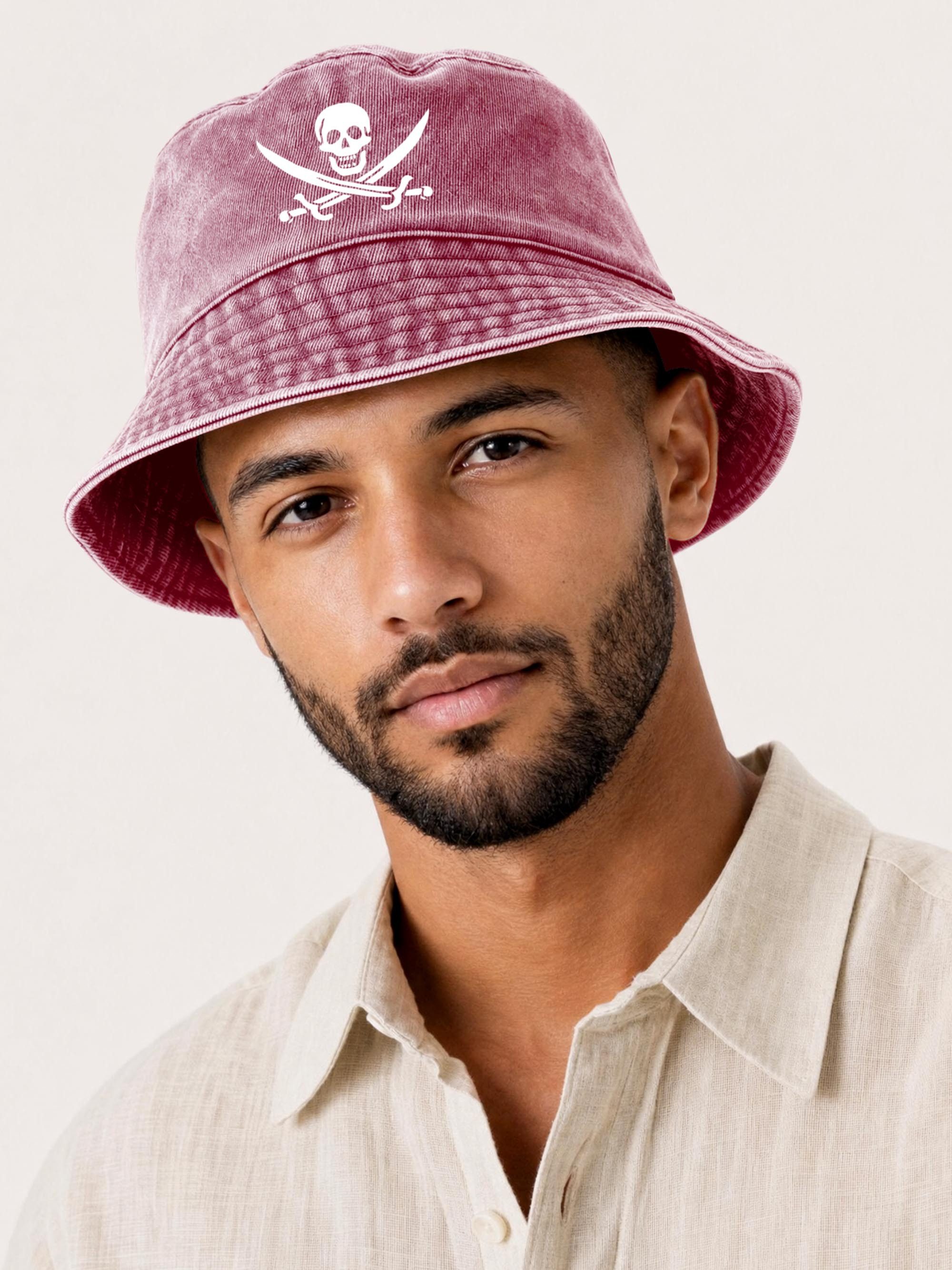 Neverless Fischerhut Anglerhut mit Print Pirate Baumwolle Bucket Hat Herren Damen – Bild 2 von 5