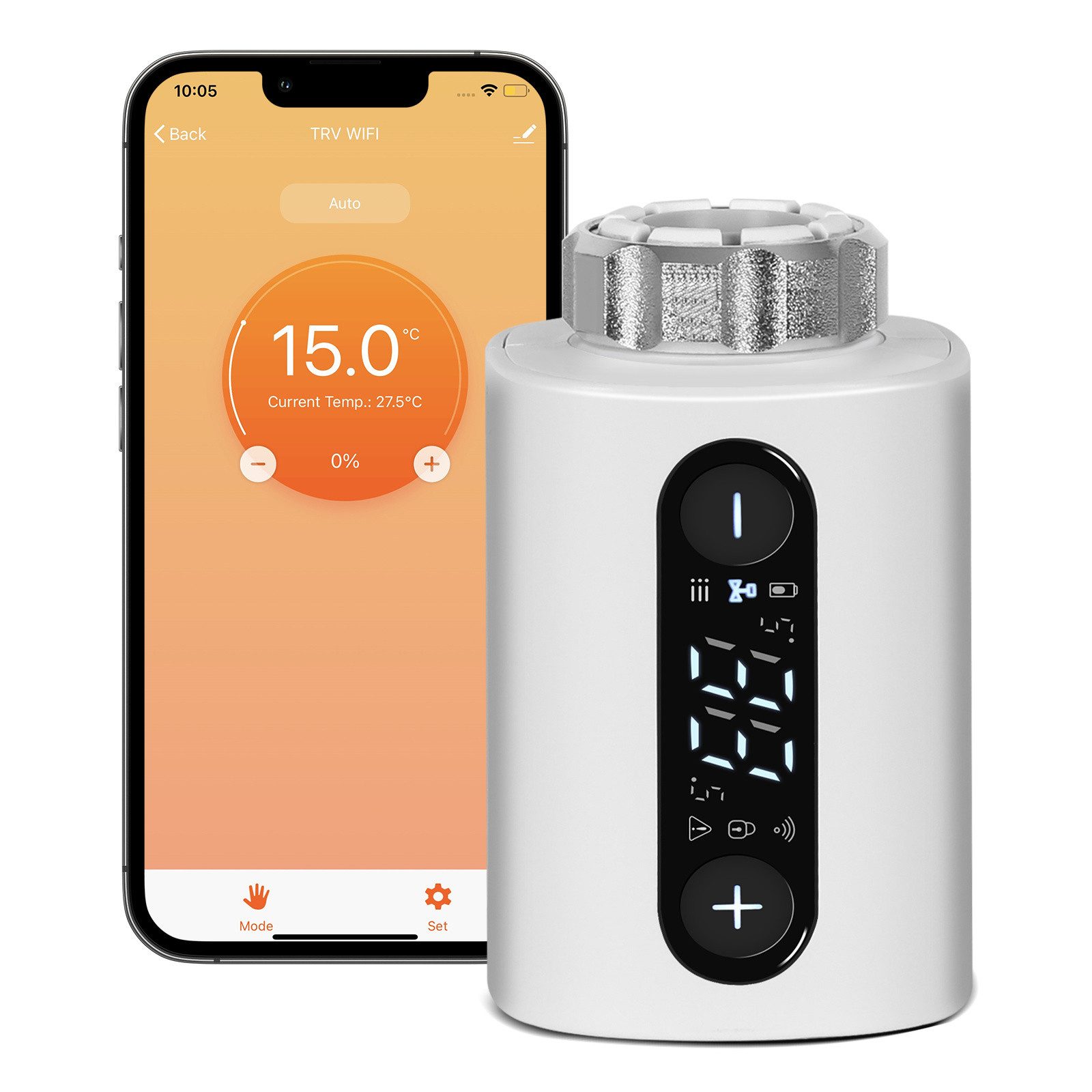 Clanmacy Heizkörperthermostat Smart Thermostatventil Temperaturregler WiFi&APP-Steuerung LED Weiß, (5 St)