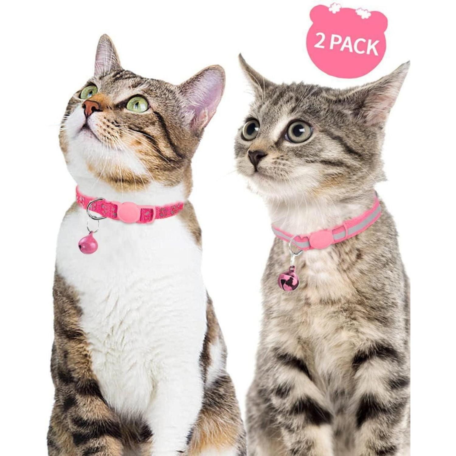 LuxusKollektion Katzen-Halsband Katzenhalsband Reflektierend 19-32 cm (2er Pack) Rosa