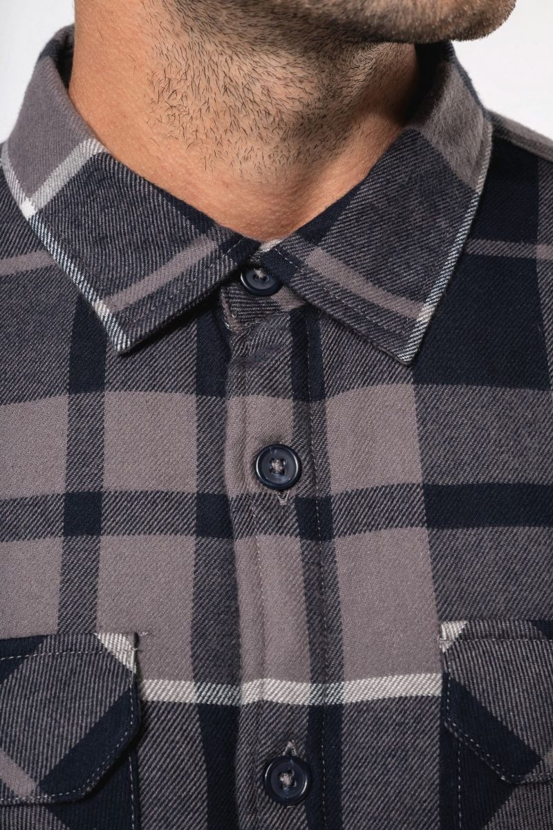 Kariban Outdoorhemd Herren Karo-Hemdjacke mit Sherpa-Futter