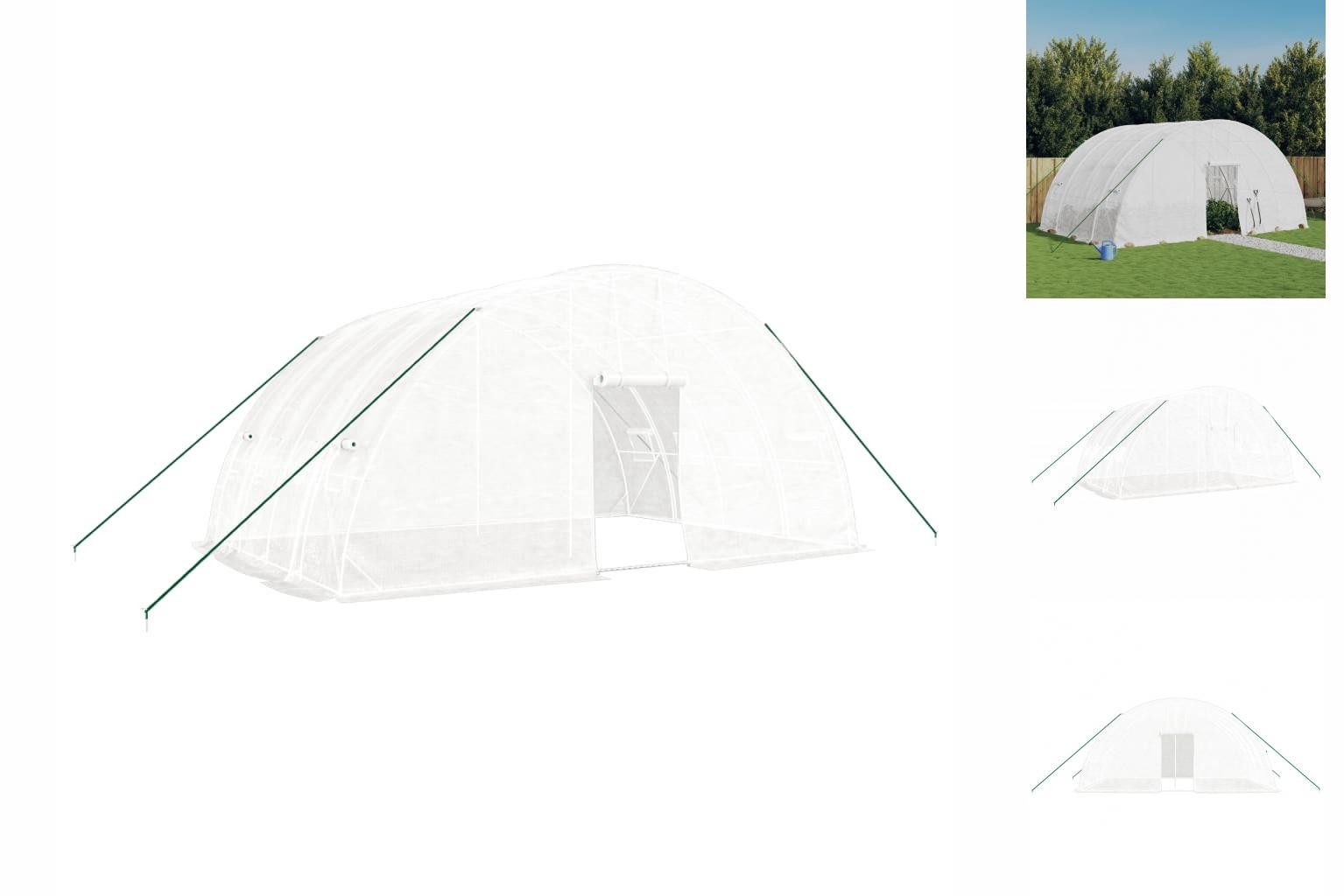 vidaXL Gewächshaus Foliengewächshaus Treibhaus Gewächshaus mit Stahlrahmen Weiß 24 m² 6×4 weiß | Rabatt: 24%