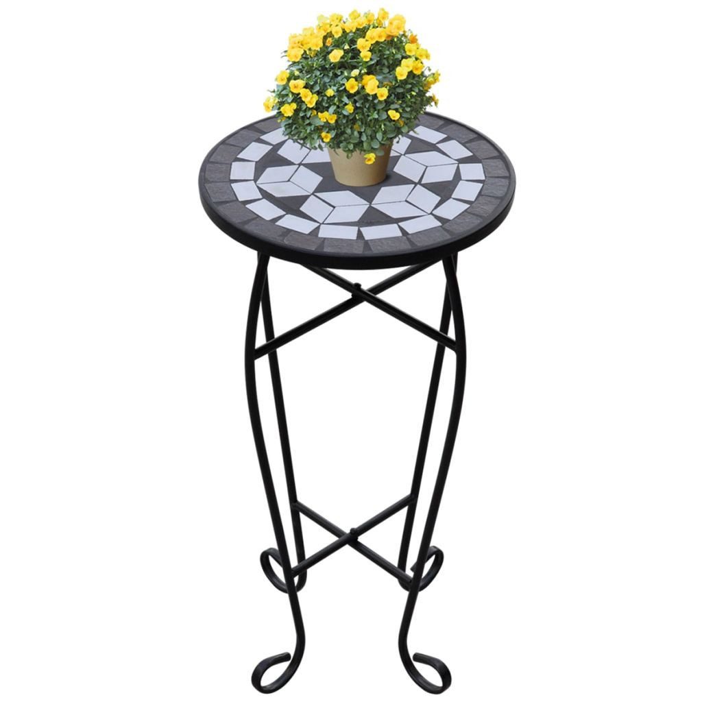 vidaXL Gartentisch 30 x 60 cm MOSAIK Beistelltisch Tisch Bistrotisch Blumenständer Schwar