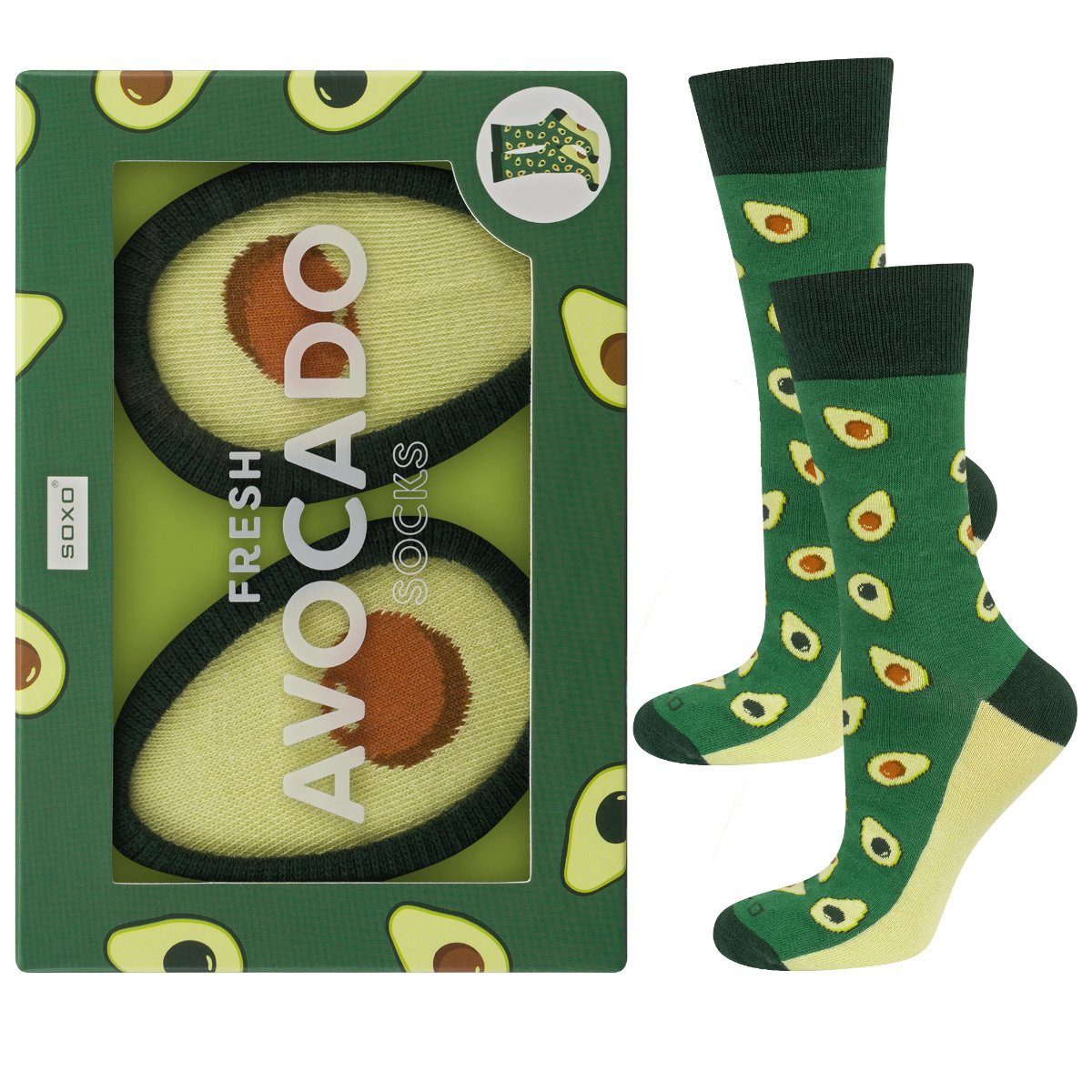 Soxo Socken Lustige Socken Damen Funny Socks In Einem Box 2 Größen Avocado