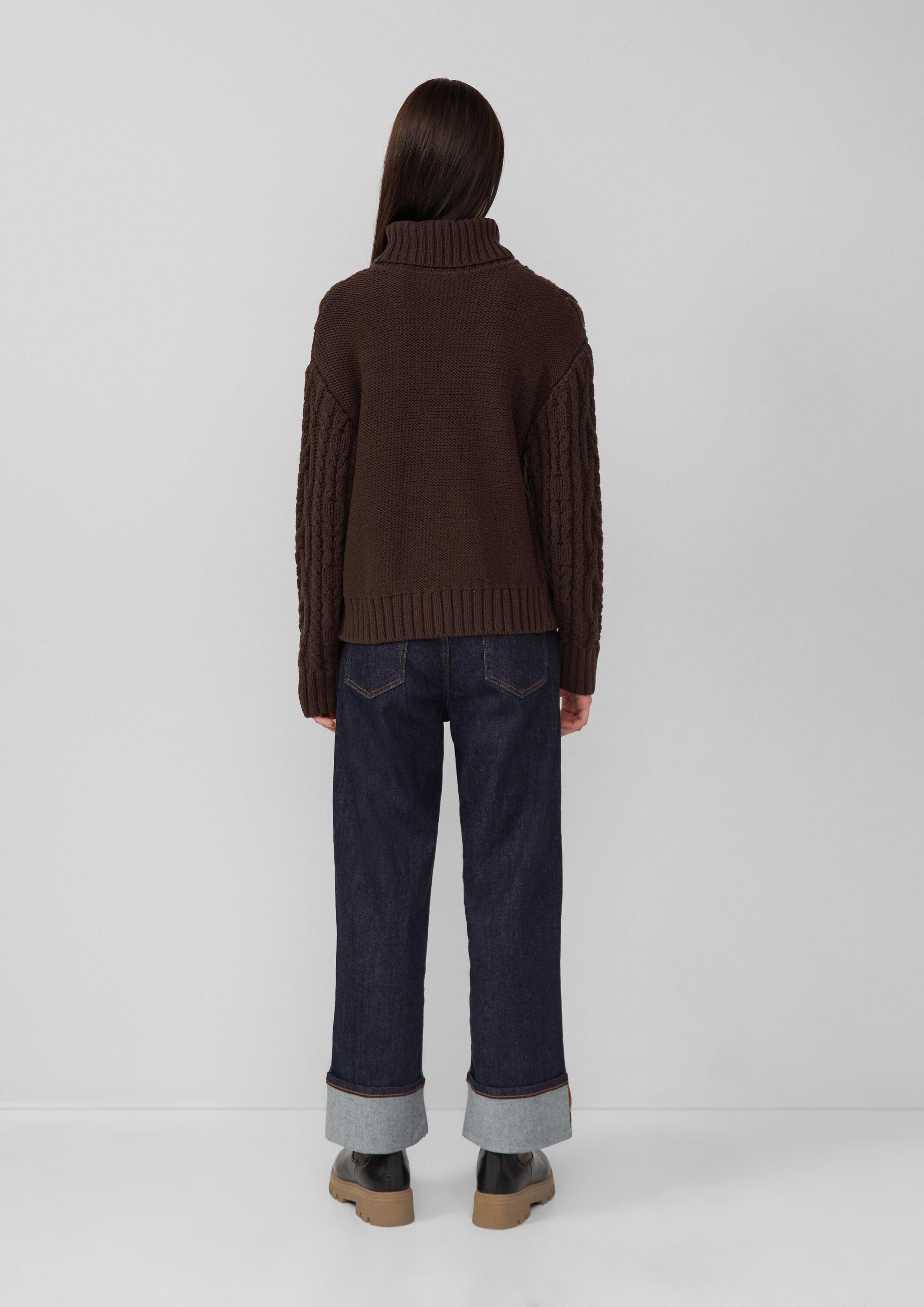 s.Oliver Longpullover Strickpullover Strickpullover mit Rollkragen und Zopfmuster