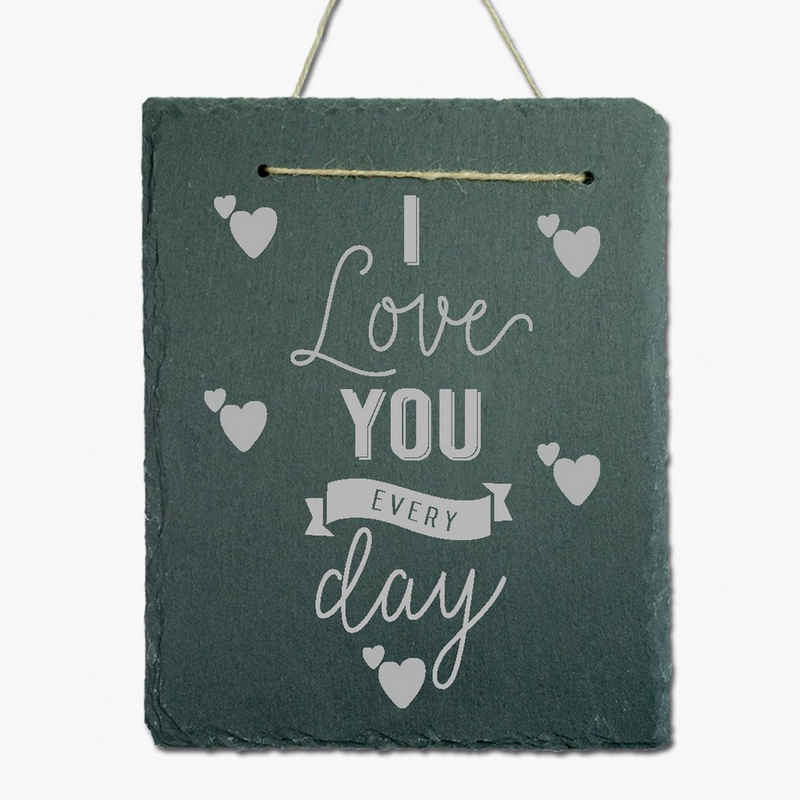 Namofactur Wanddekoobjekt "I Love You Every Day" Liebe Geschenke, Schiefertafel mit Holz Gestell, Liebesgeschenk zum Hochzeitstag, Jahrestag, Geburtstag, Valentinstag