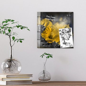DEQORI Magnettafel 'Blüten des Roseneibisch', Whiteboard Pinnwand beschreibbar