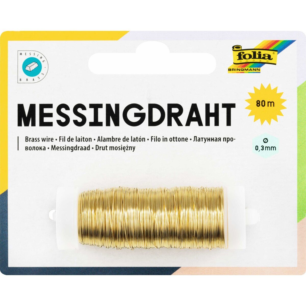 Folia Bastelfilz Basteldraht - 0,3 mm Messing goldfarben.