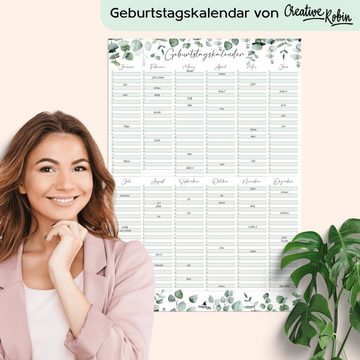 CreativeRobin ewige Kalender Geburtstagskalender immerwährend Eukalyptus I A3 Wandkalender