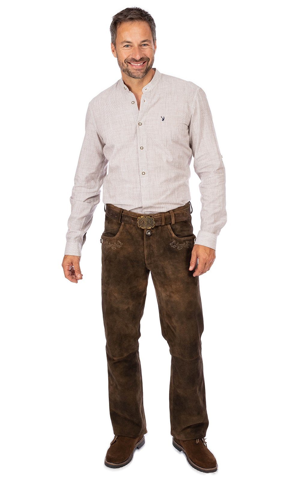 deerlook Lederhose HE1051 mit Gürtel lang Almsach Trachtenhose