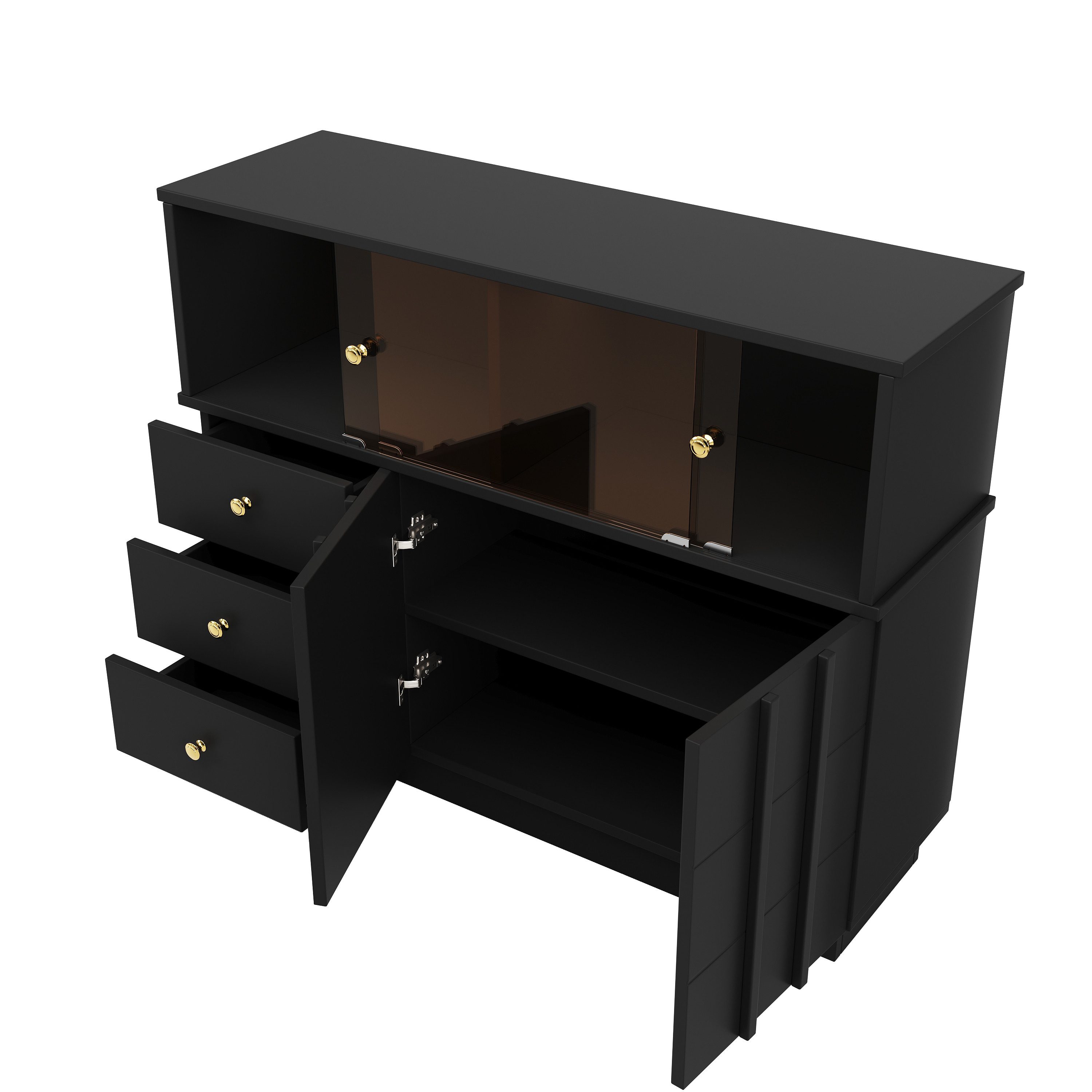 TavilaEcon Sideboard mit Glastüren Buffetschrank für günstig online kaufen
