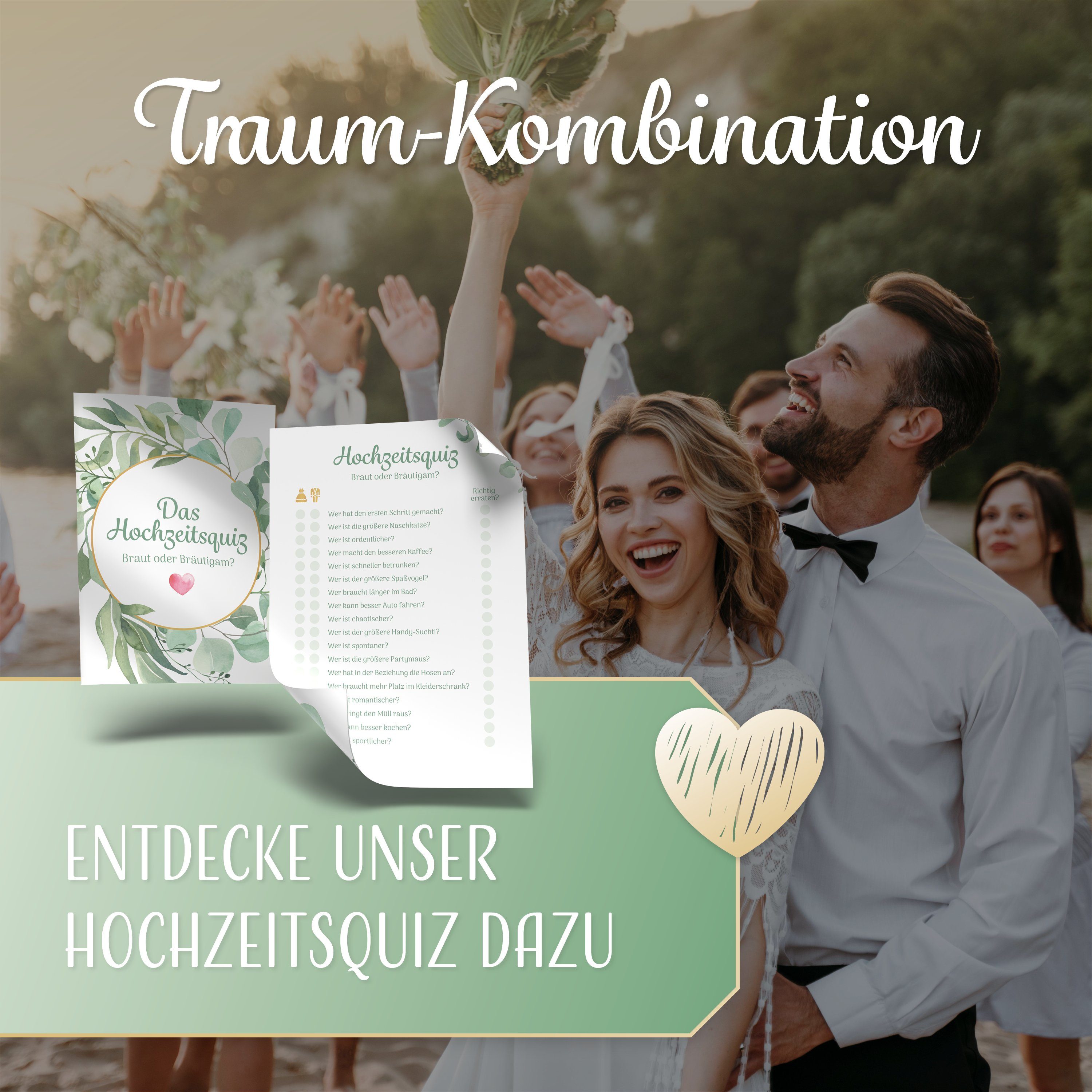 Amari Hochzeitskarte [168 Hochzeit Sticker Aufkleber Motive] Veredelte AMARI Hochzeit - Grün ®