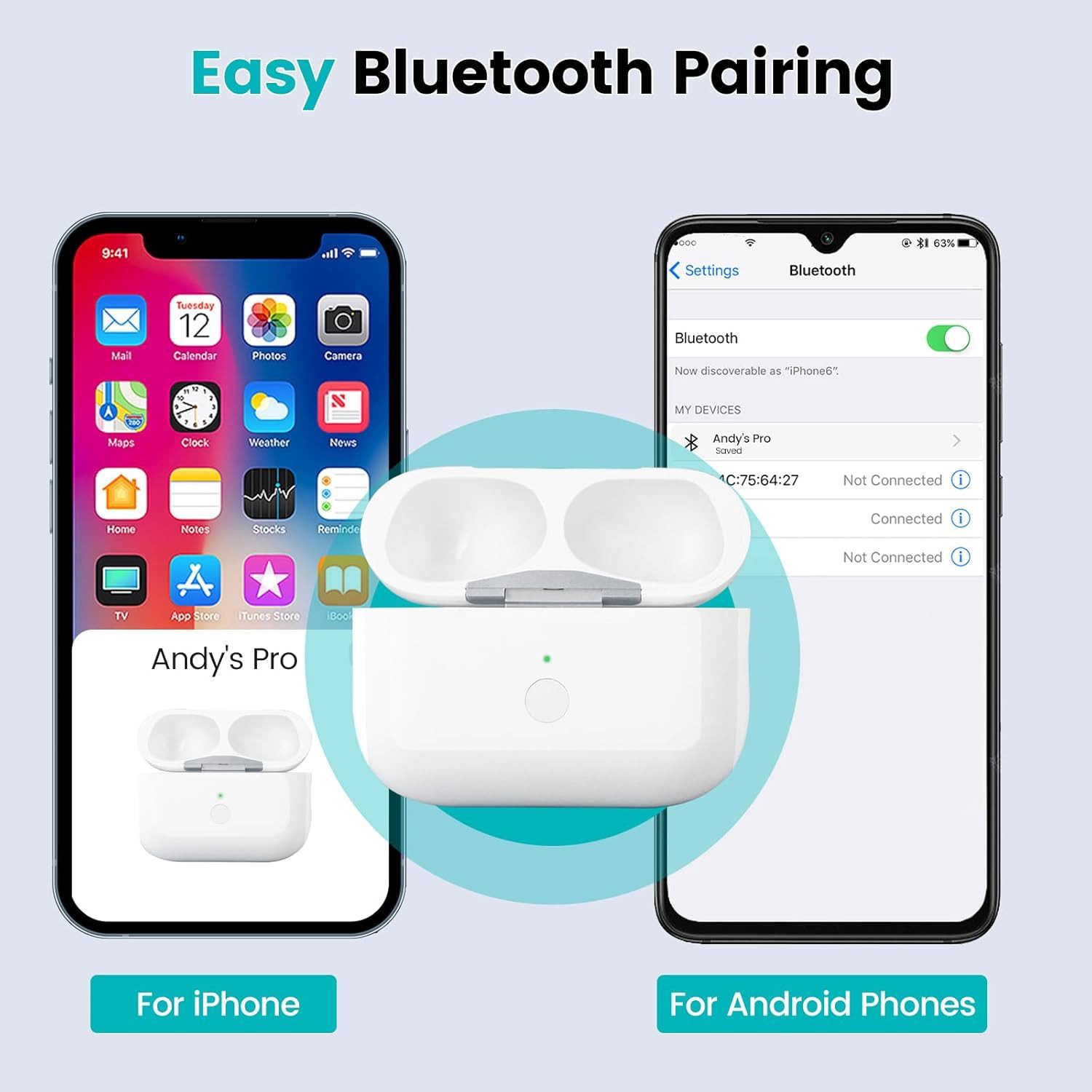 Athlix Kopfhörer-Schutzhülle Ladecase für AirPods Pro 1 & 2, USB-C Wireless Ersatz Charging Case
