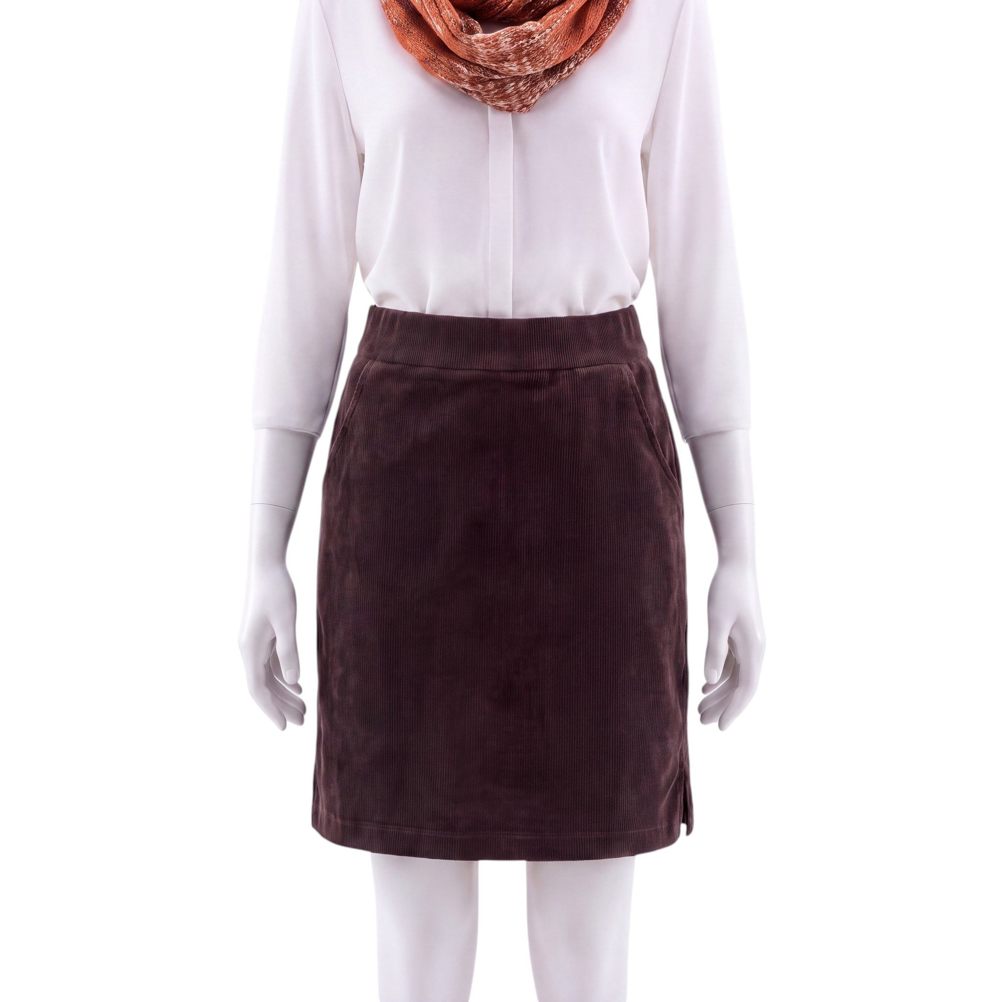 OriginalYou Cordrock Damen Feincordrock Integrierte Shorts mit elastischem Bund, in Unifarben