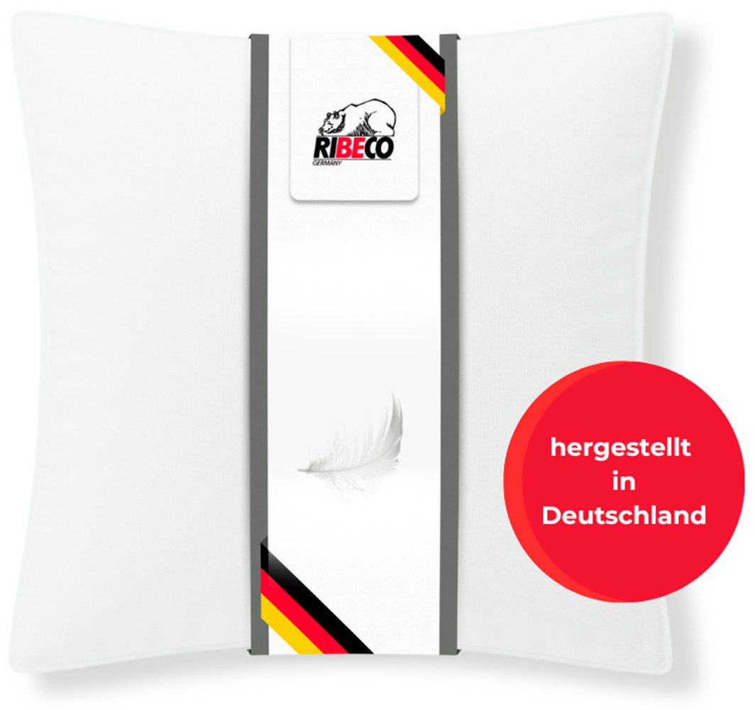 RIBECO Daunenbettdecke + Kopfkissen, Füllung: Bettdecke: 80% Daunen, 20% Federn, Kopfkissen: 85% Federn, 15% Daunen, Bezug: 100% Baumwolle, Daunenbettdeck & Federkissen Hergestellt in Deutschland
