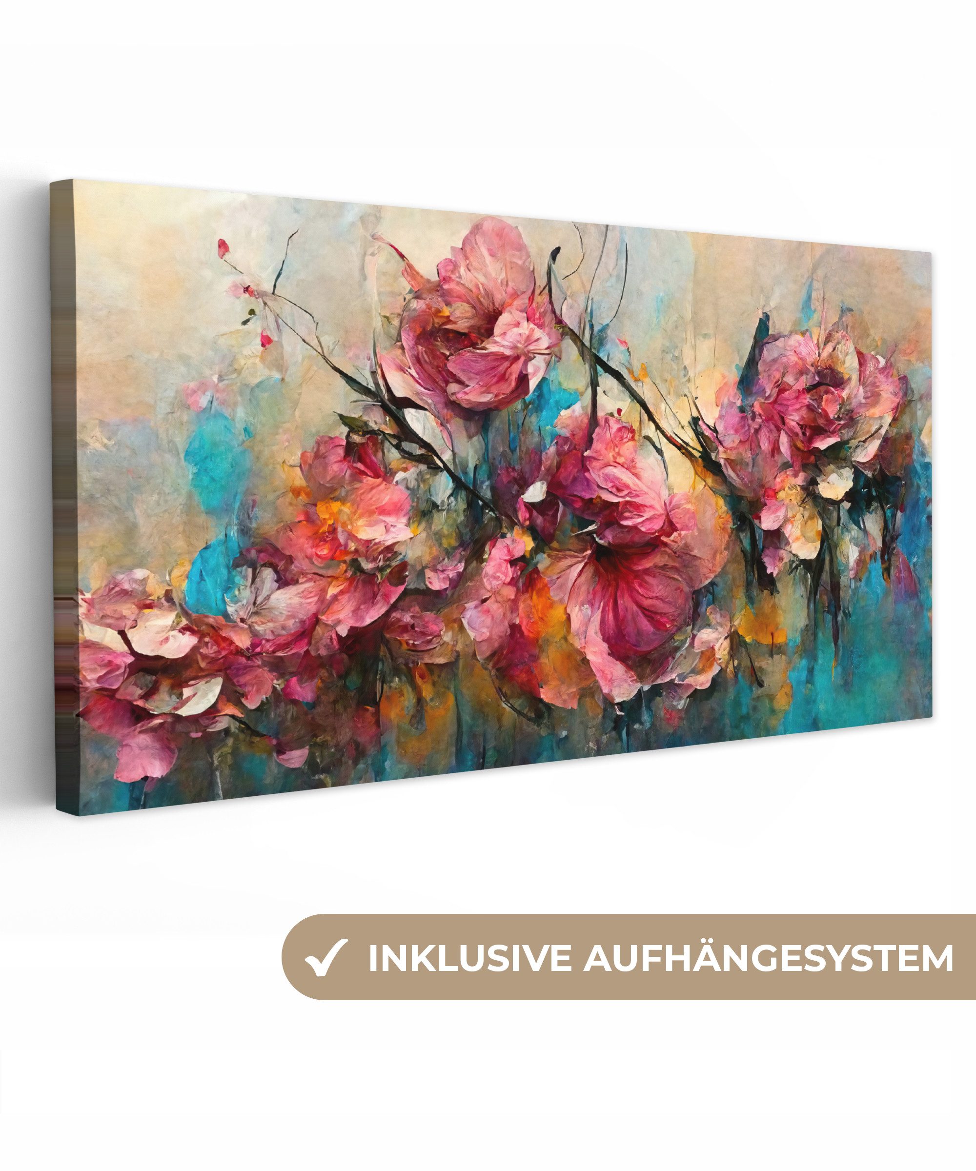OneMillionCanvasses® Leinwandbild Panorama Kunst - Blumen günstig online kaufen