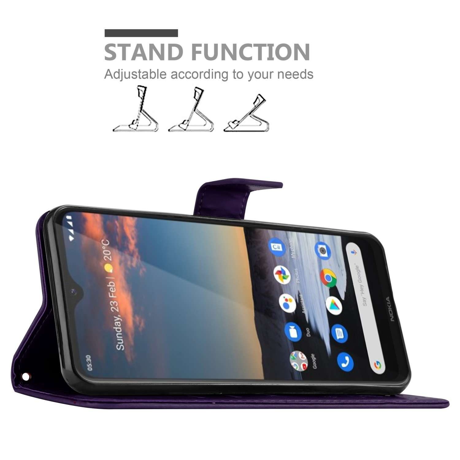 Cadorabo Handyhülle für Motorola MOTO G22 Hülle Motorola MOTO G22, Hülle Schutzhülle Blumen Flower mit Standfunktion Kartenfach Magnet