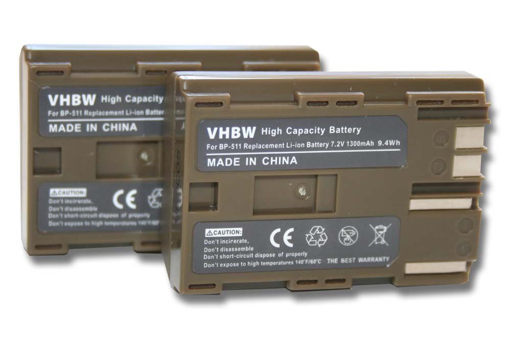 FV200, FV300, mAh 1300 passend Kamera-Akku für FV300 FV40, FV100, Canon FV-Serie Kit, FV30, vhbw