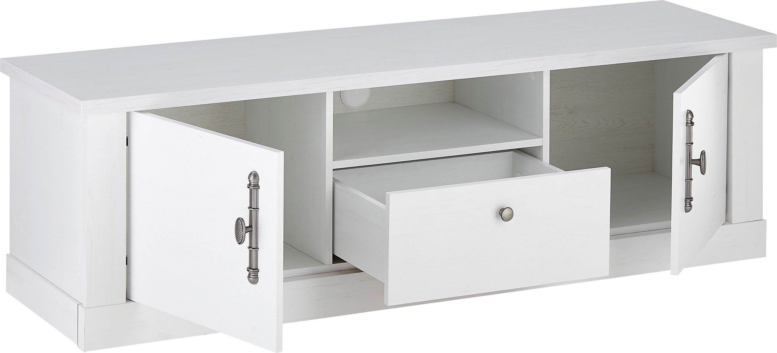 Home affaire Lowboard RAVENNA, im romantischen Landhausstil, Griffe aus Metall, Breite 155 cm
