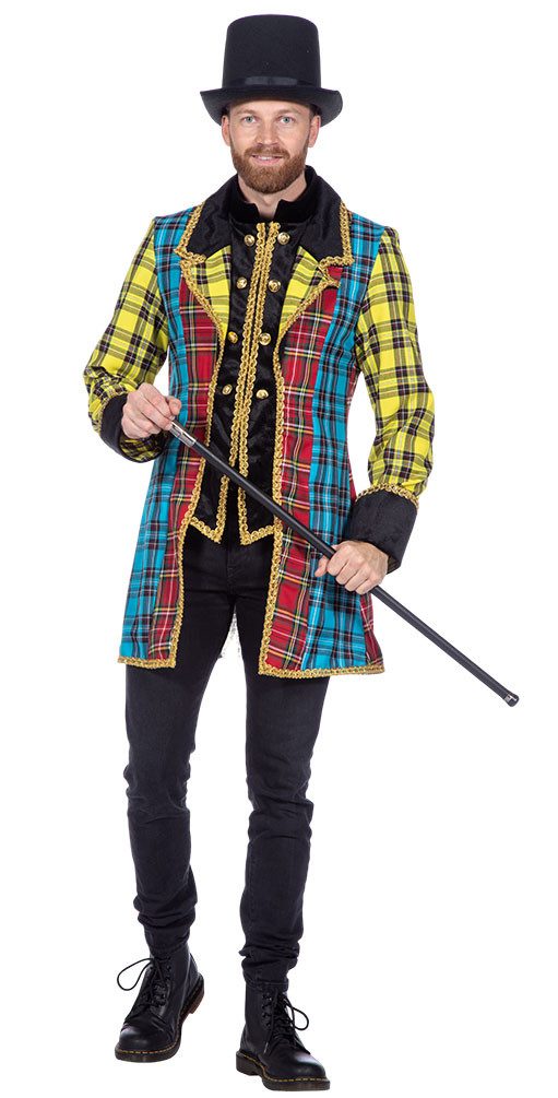 Karneval-Klamotten Kostüm Mehrfarbig karierte Tartan Karneval Jacke Herren, Show Jacke Frack Herrenkostüm Prunksitzung große Größen Partnerkostüm