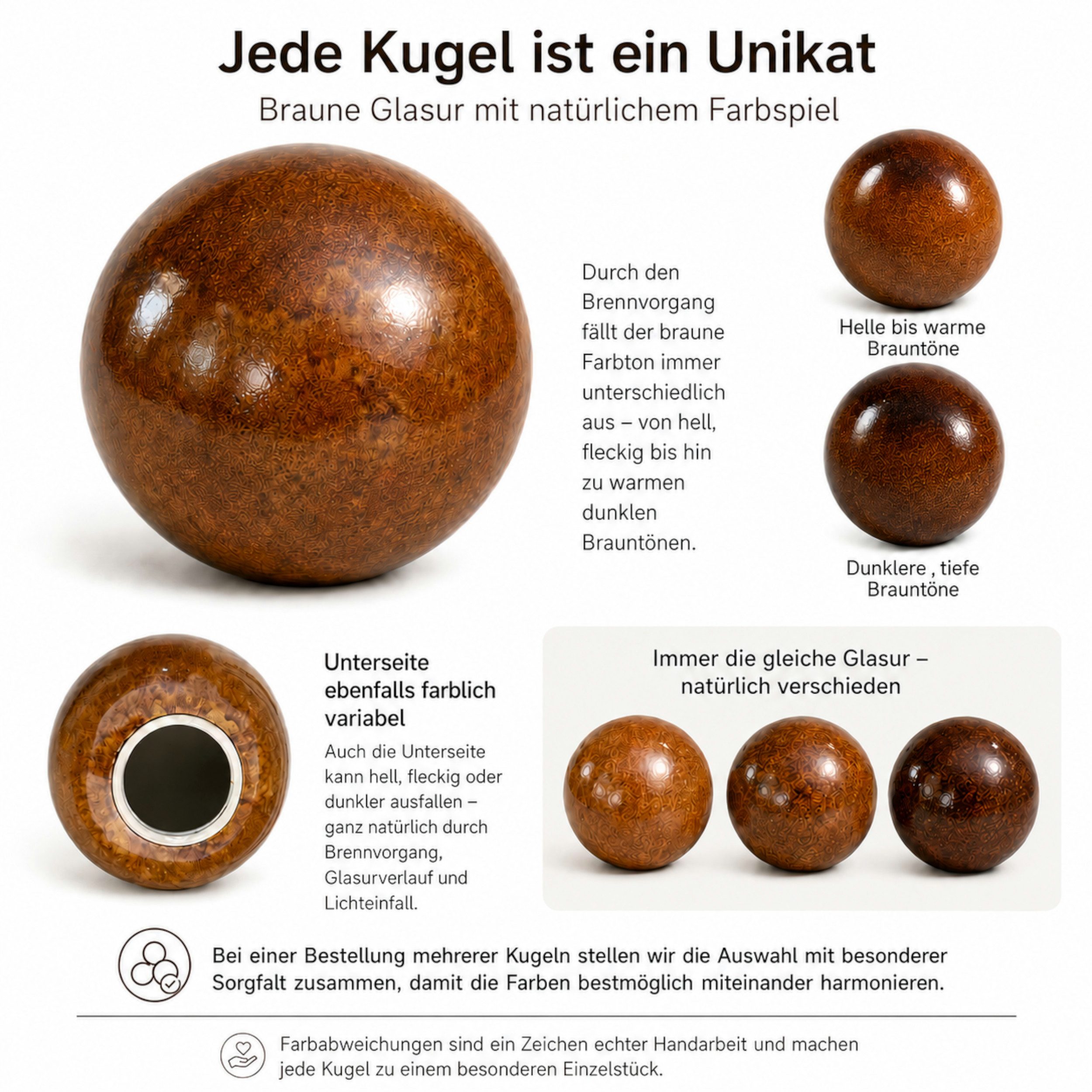KERAZO Dekokugel große 40 cm Keramik Gartenkugel Dekokugel Rosenkugel. braun, Frostfest, wetterfest, pflegeleicht, robust und vielseitig nutzbar