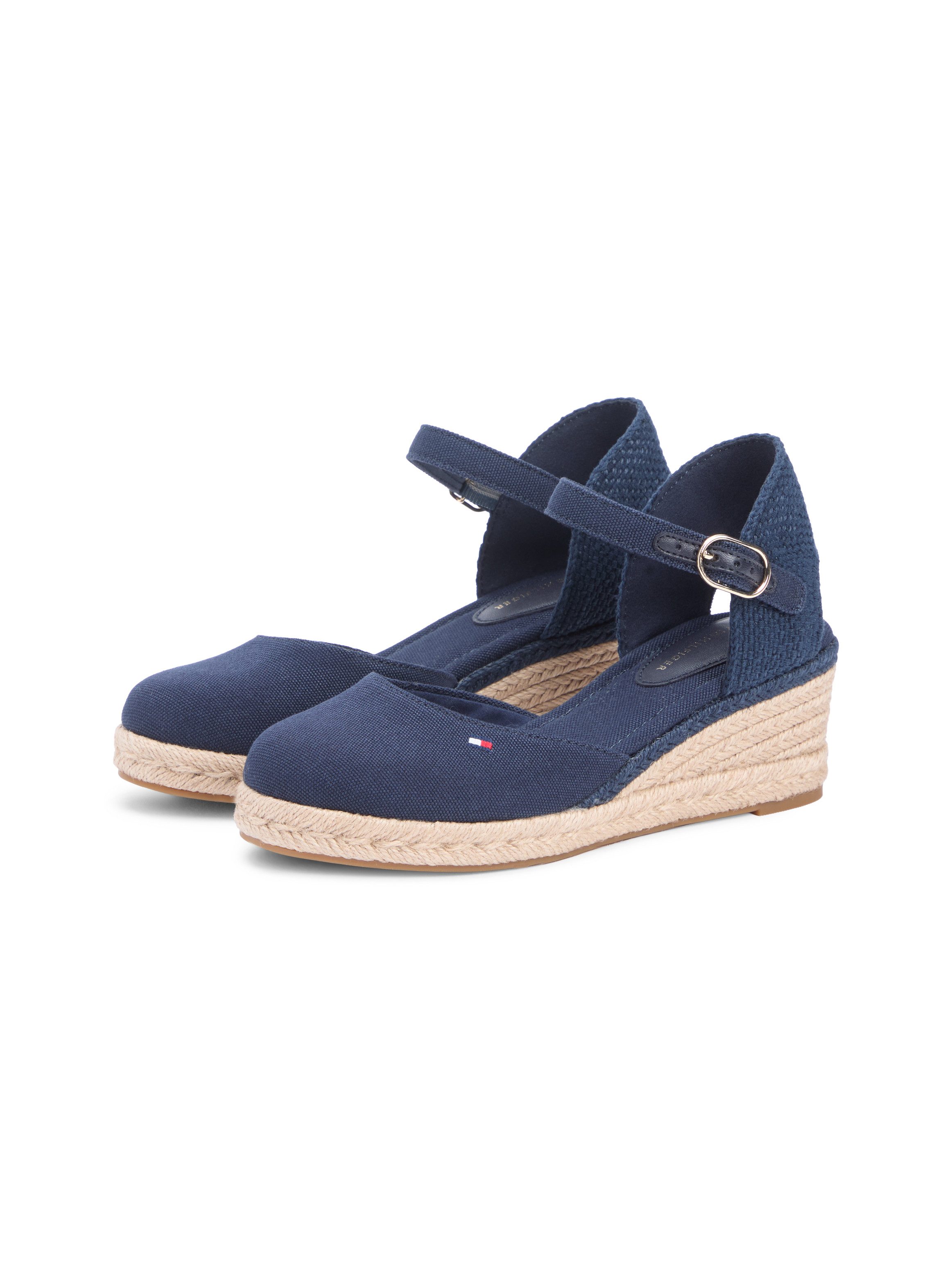Tommy Hilfiger MID WEDGE ESPAD CLOSED TOE Keilsandalette Plateau, Sommerschuh mit verstellbarer Schnalle, schmale Form