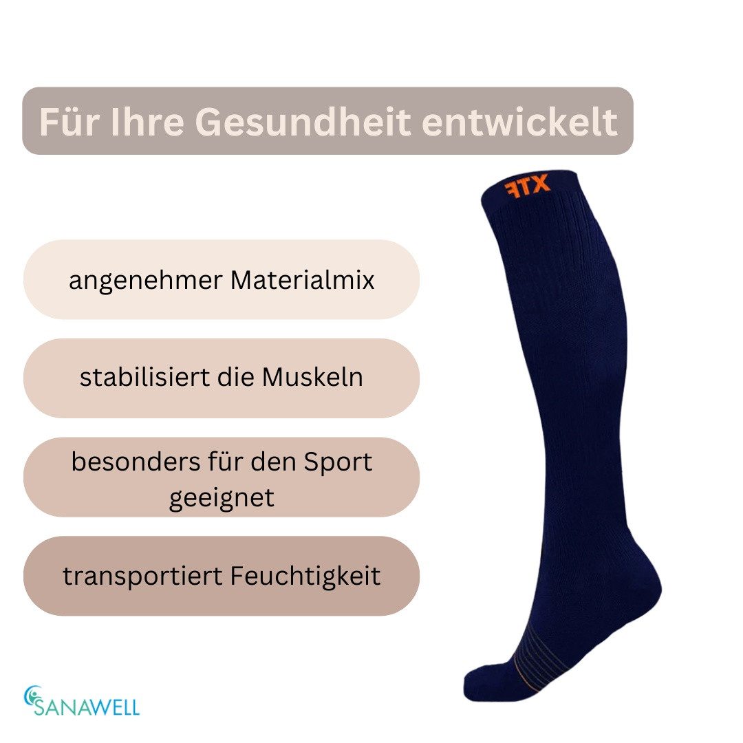 Medosan Kompressionsstrümpfe stützende Kniestrümpfe, dunkelblau optimale Leistung im Profi- und Freizeitsport