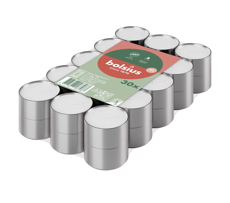 Bolsius Teelicht Bolsius Чайные свечи weiß 6h 30er Pack