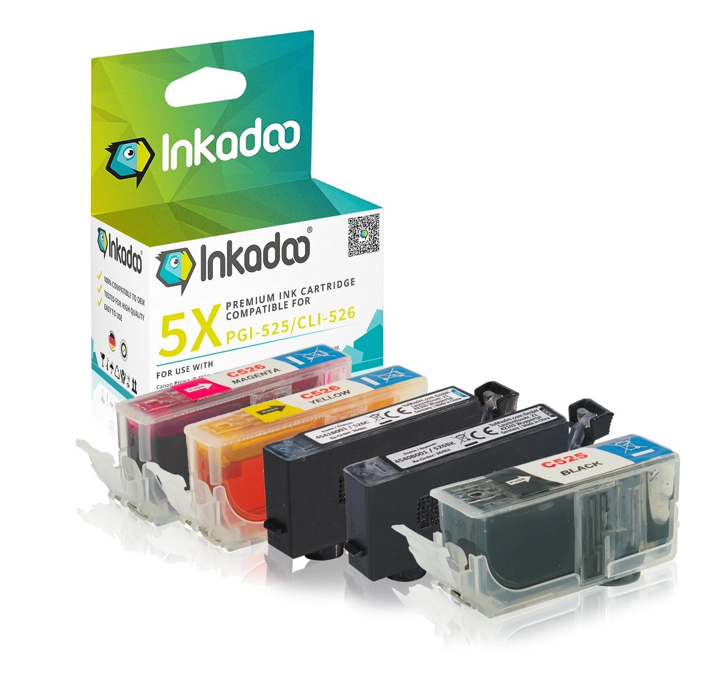 [Über 80 % Rabatt] Inkadoo Inkadoo Canon CLI-526 Tintenpatrone PGI-525 Multipack / Druckerpatronen