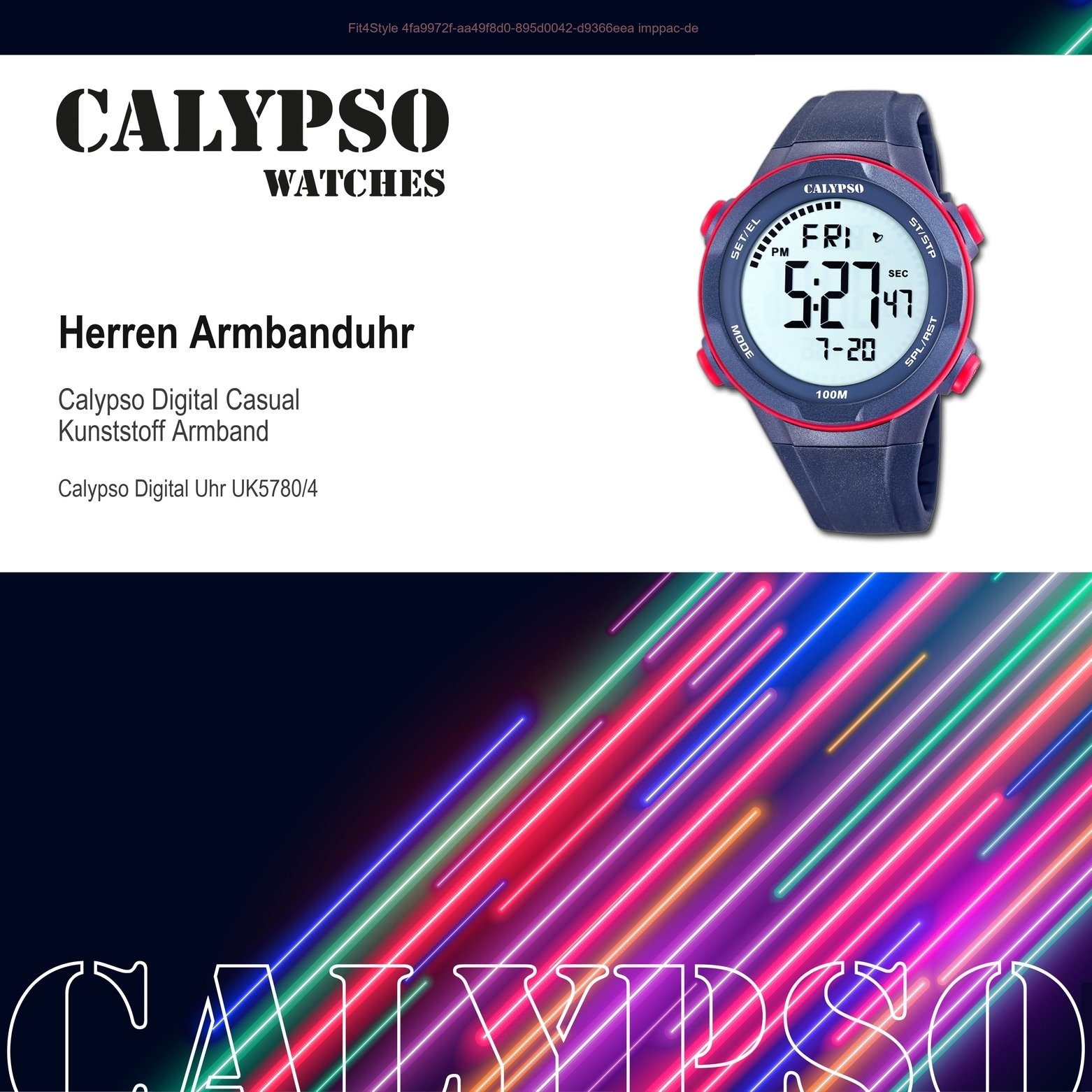 CALYPSO WATCHES Digitaluhr Calypso Kunststoffarmband blau, rund, Herren, Armbanduhr Digital, Casual Herren Jugend Jugend Uhr