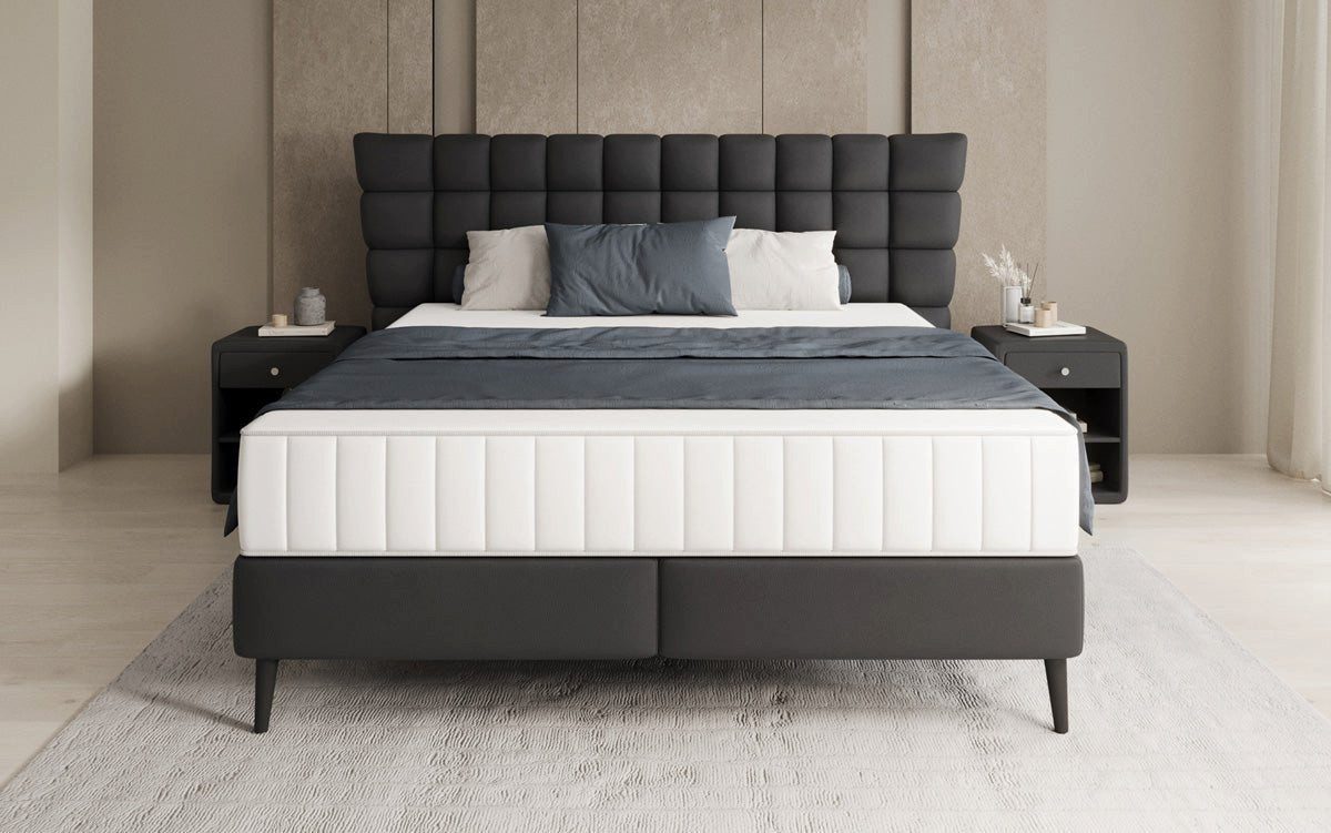 Luxusbetten24 Boxspringbett Alvion, aus echtem Leder