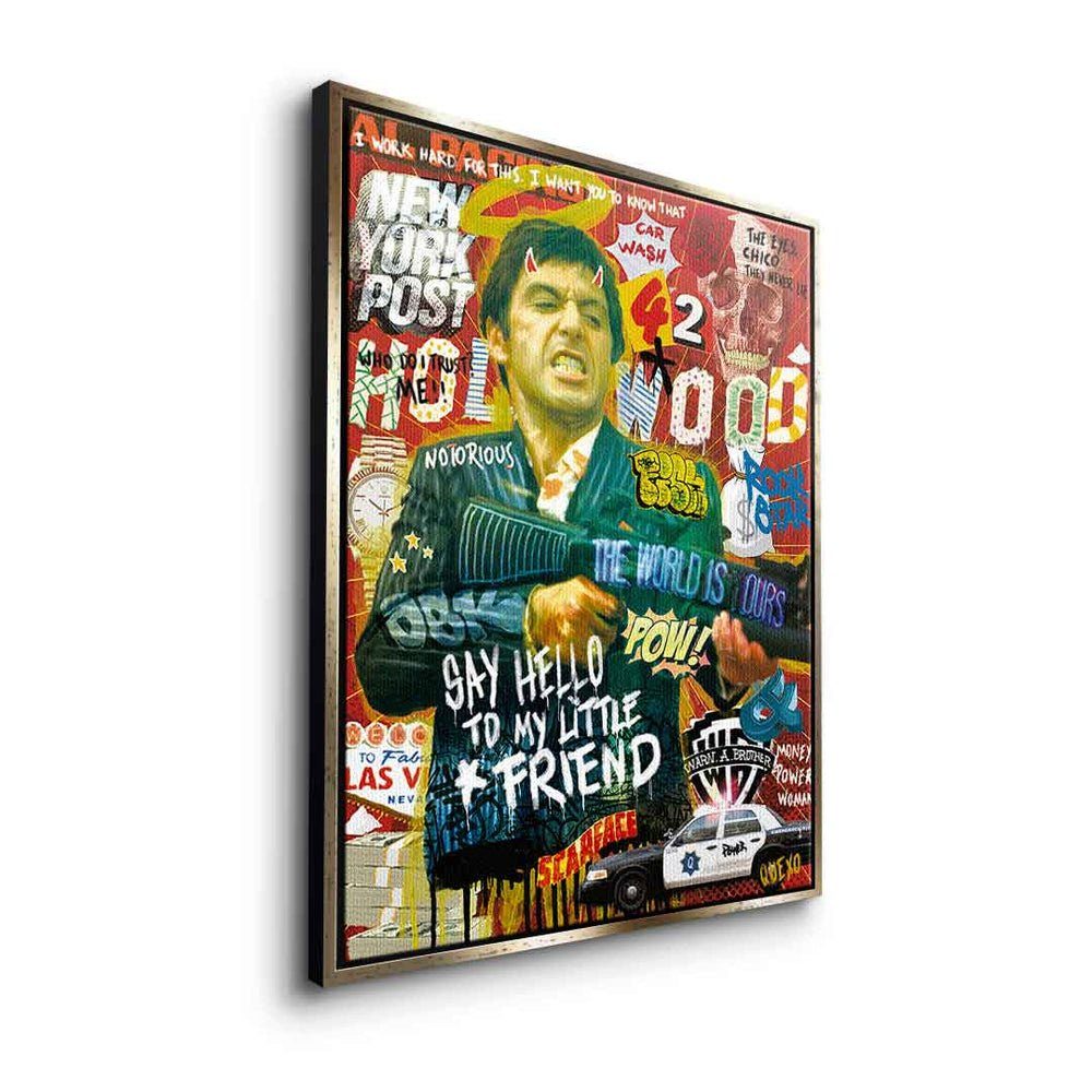 Al Leinwandbild Montana collage Say Pacino Scarface Leinwandbild, Rahmen Pop hello weißer Tony Art DOTCOMCANVAS®