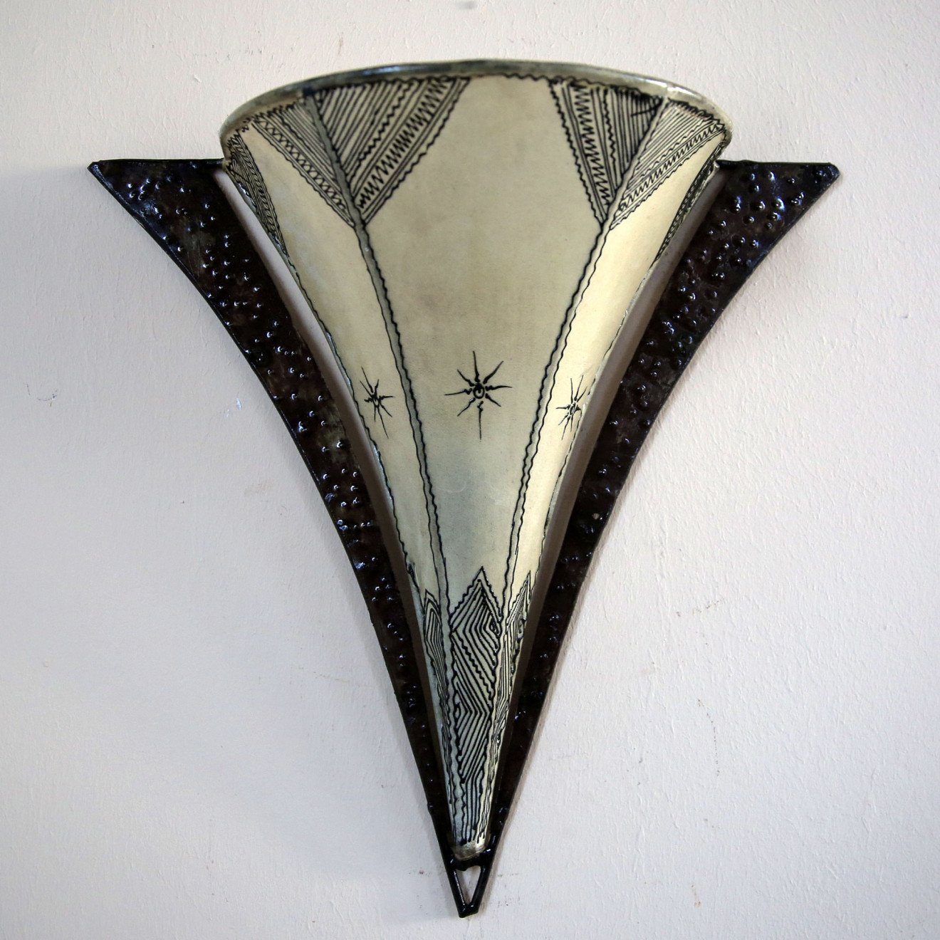Marokkanische Wandlampe, Wandschirm Leder Natur Wandleuchte, Orientalische l-artisan Karima