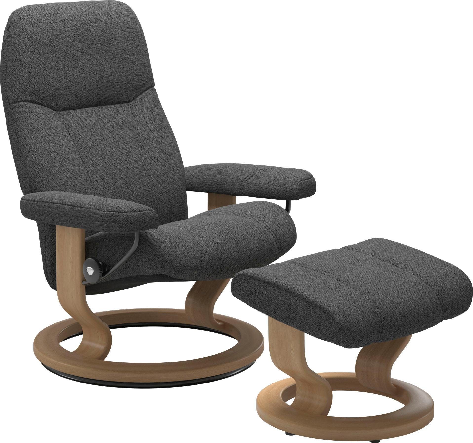 Stressless® Relaxsessel Consul (Set, Eiche Classic Hocker, Relaxsessel mit Base, mit Größe S, Gestell mit Hocker)