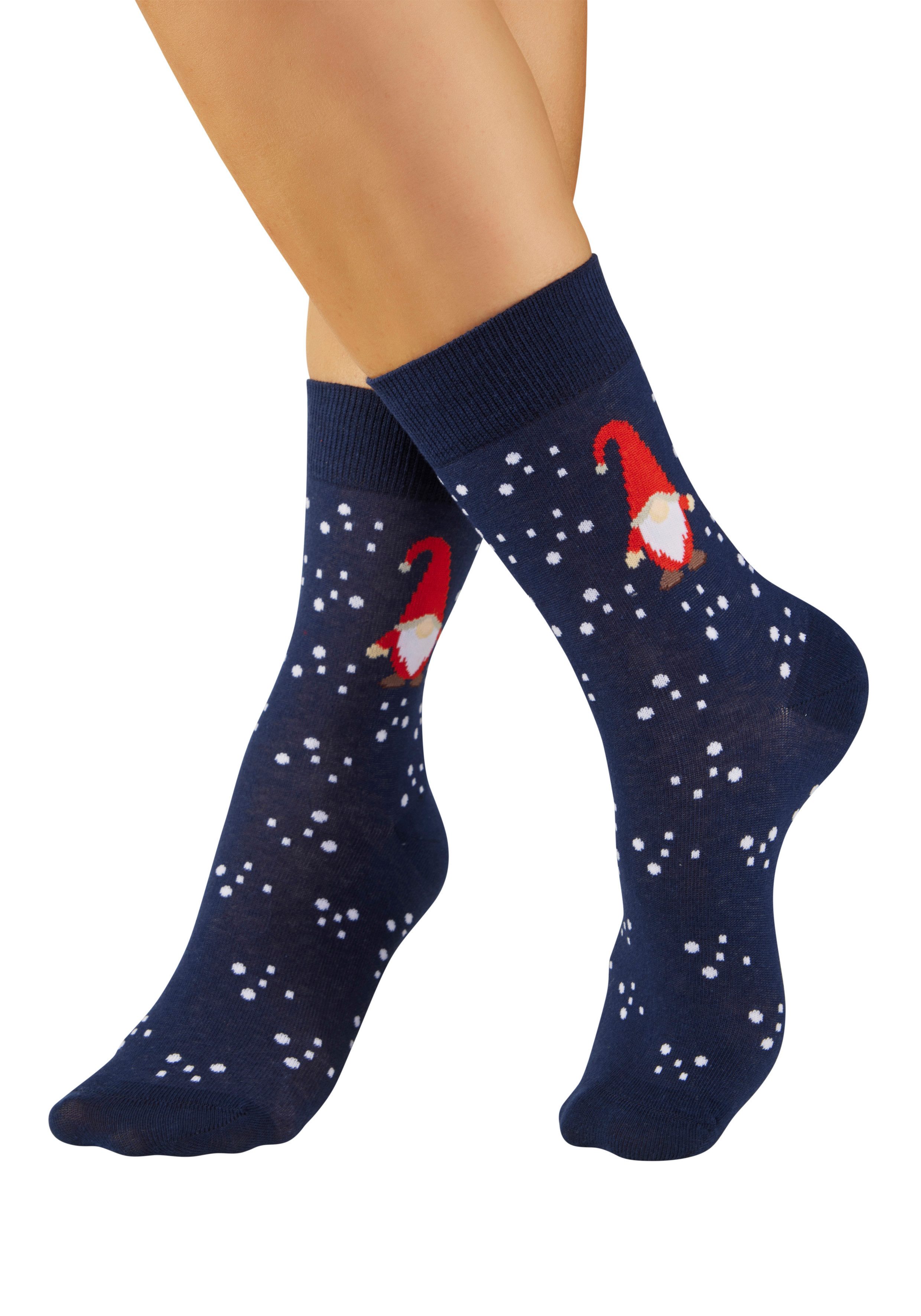 H.I.S Freizeitsocken Damen Weihnachtssocken (Packung, 3-Paar, Gr. 35-38 bis 39-42) mit lustigen Motiven – Bild 3 von 5