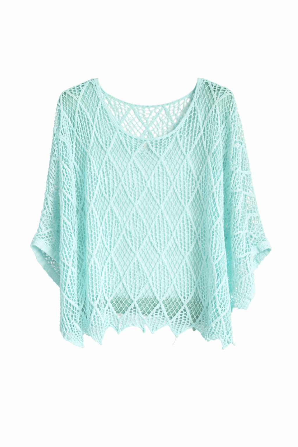 ITALY VIBES Blusenponcho - Poncho - Häkelshirt Damen - Häkelbluse - gratis Untershirt - Top ONE SIZE / passend für Größe XS - L - gratis Top
